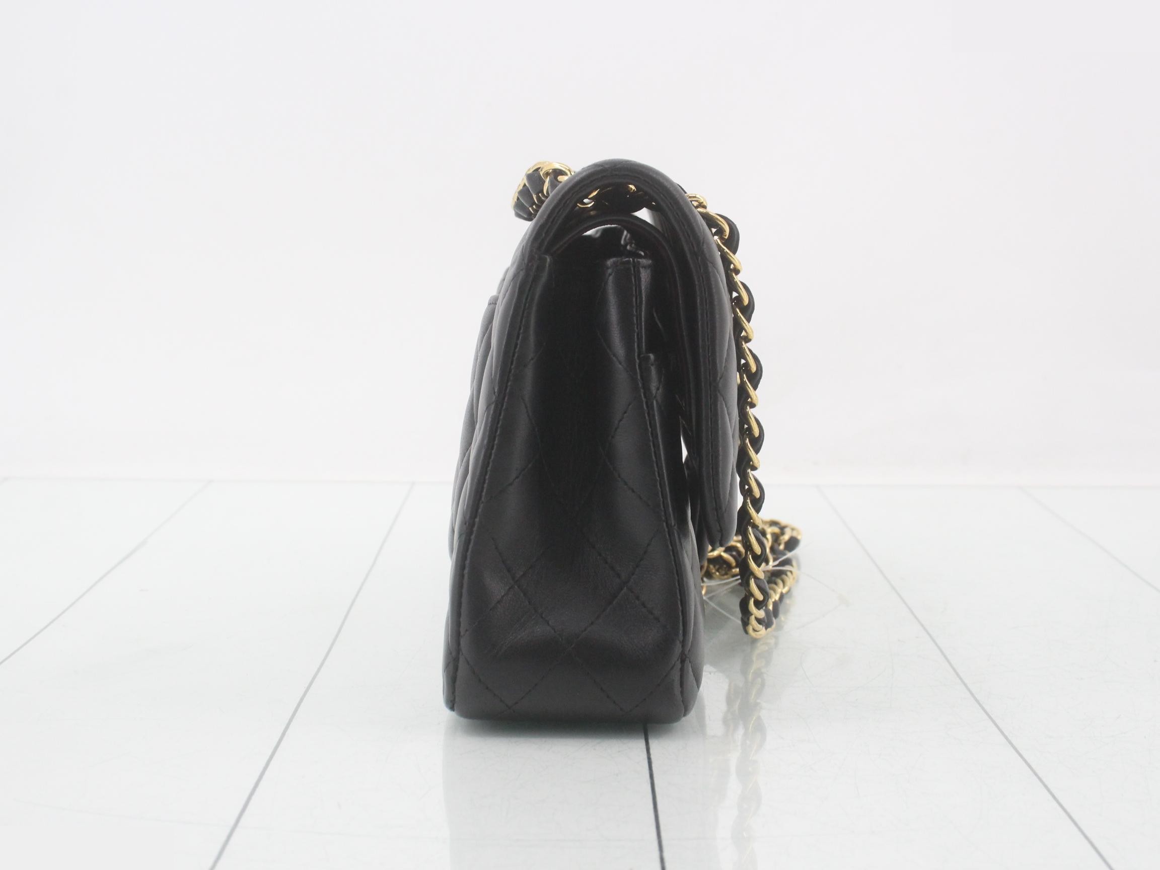 Matelassé Chain Shoulder Bag, Black — view 4