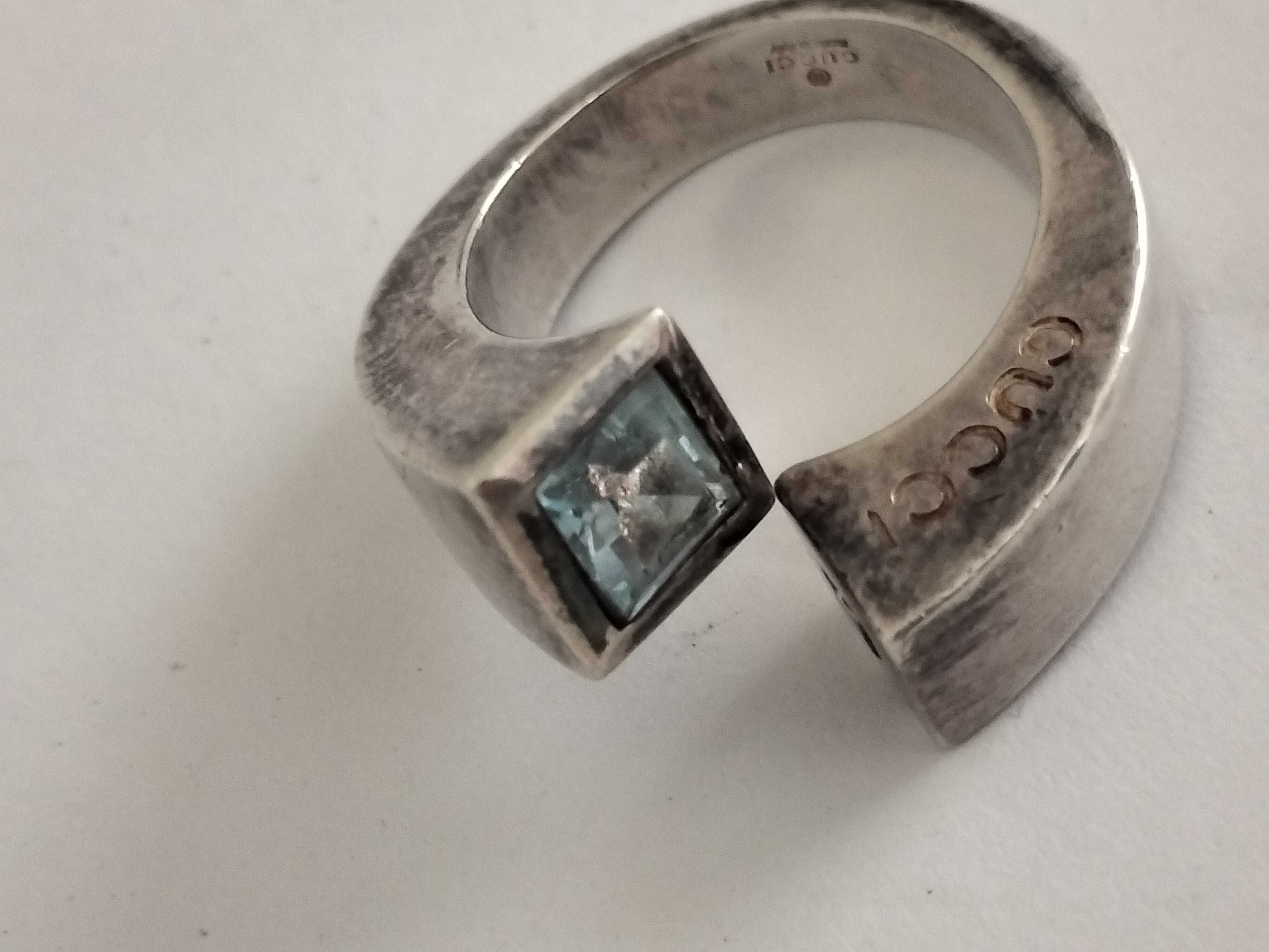 Silver 925 Twisted G Ring with Blue Topaz Ring — view 9