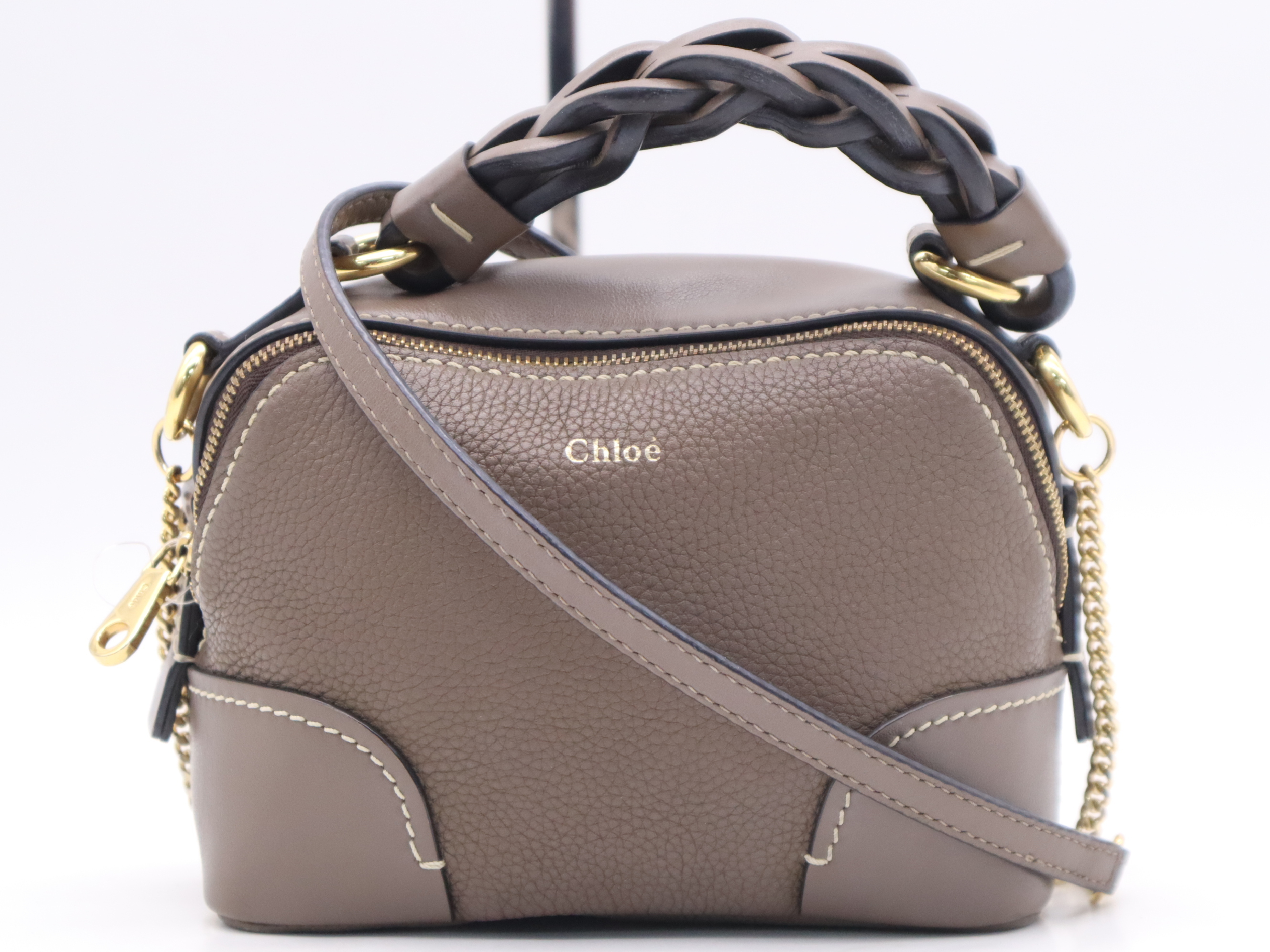 Leather Dahlia 2-Way Handbag, Brown, Gold Hardware, Shoulder Bag