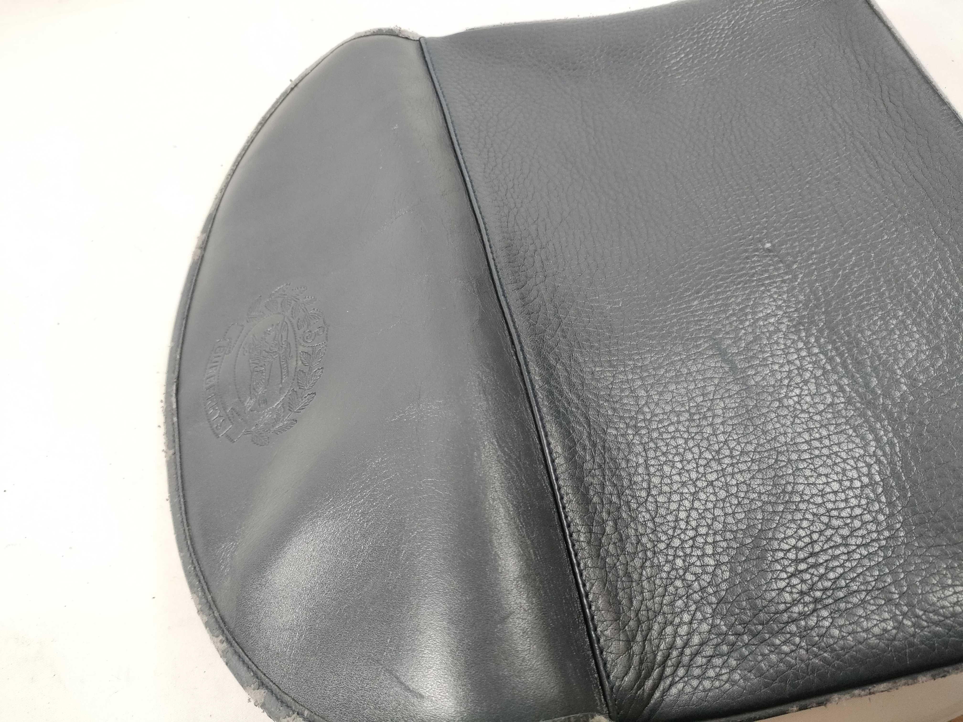 Grained Leather Tote Bag, Dark Navy Leather Clutch Bag — view 12