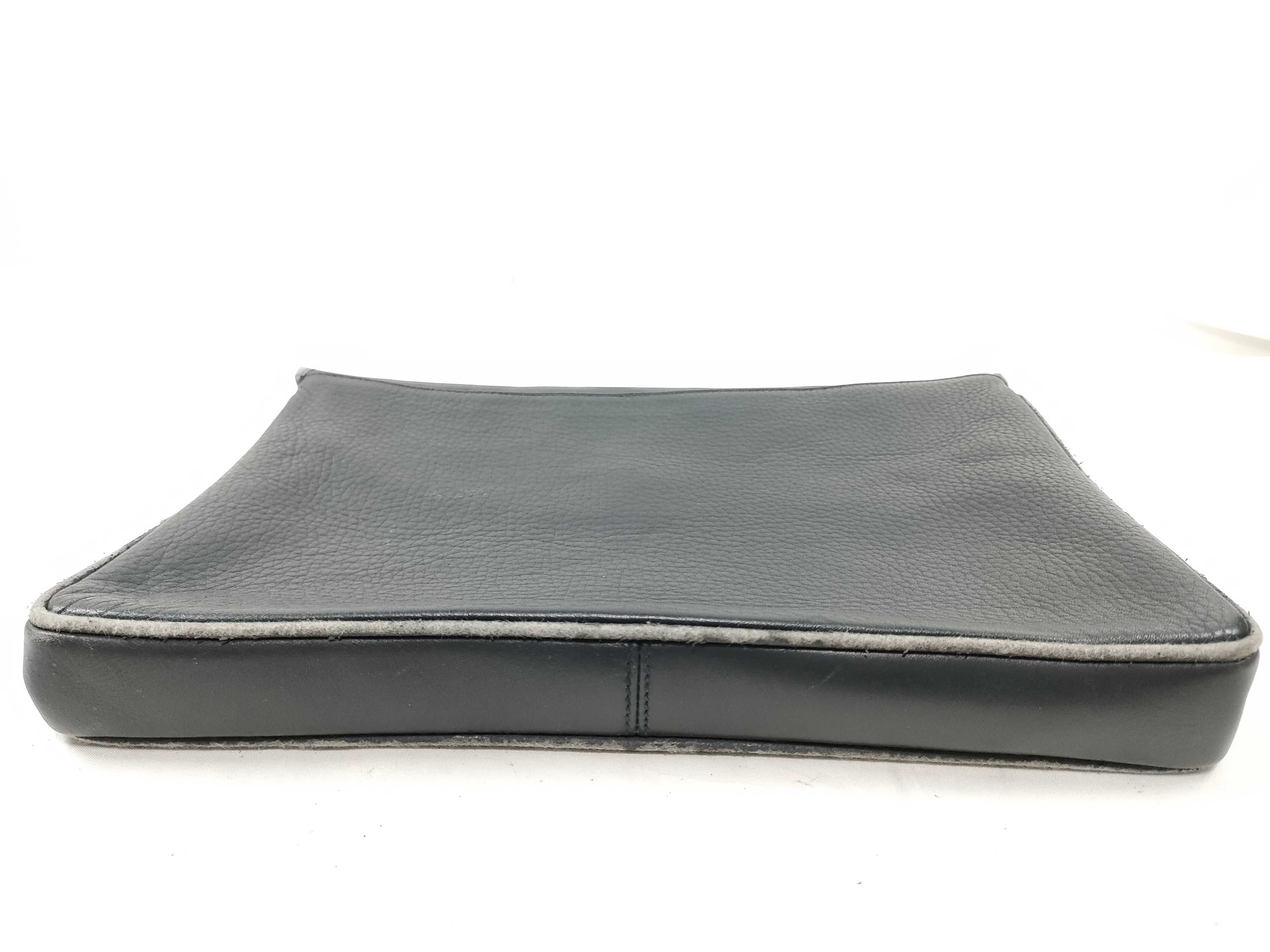 Grained Leather Tote Bag, Dark Navy Leather Clutch Bag — view 3