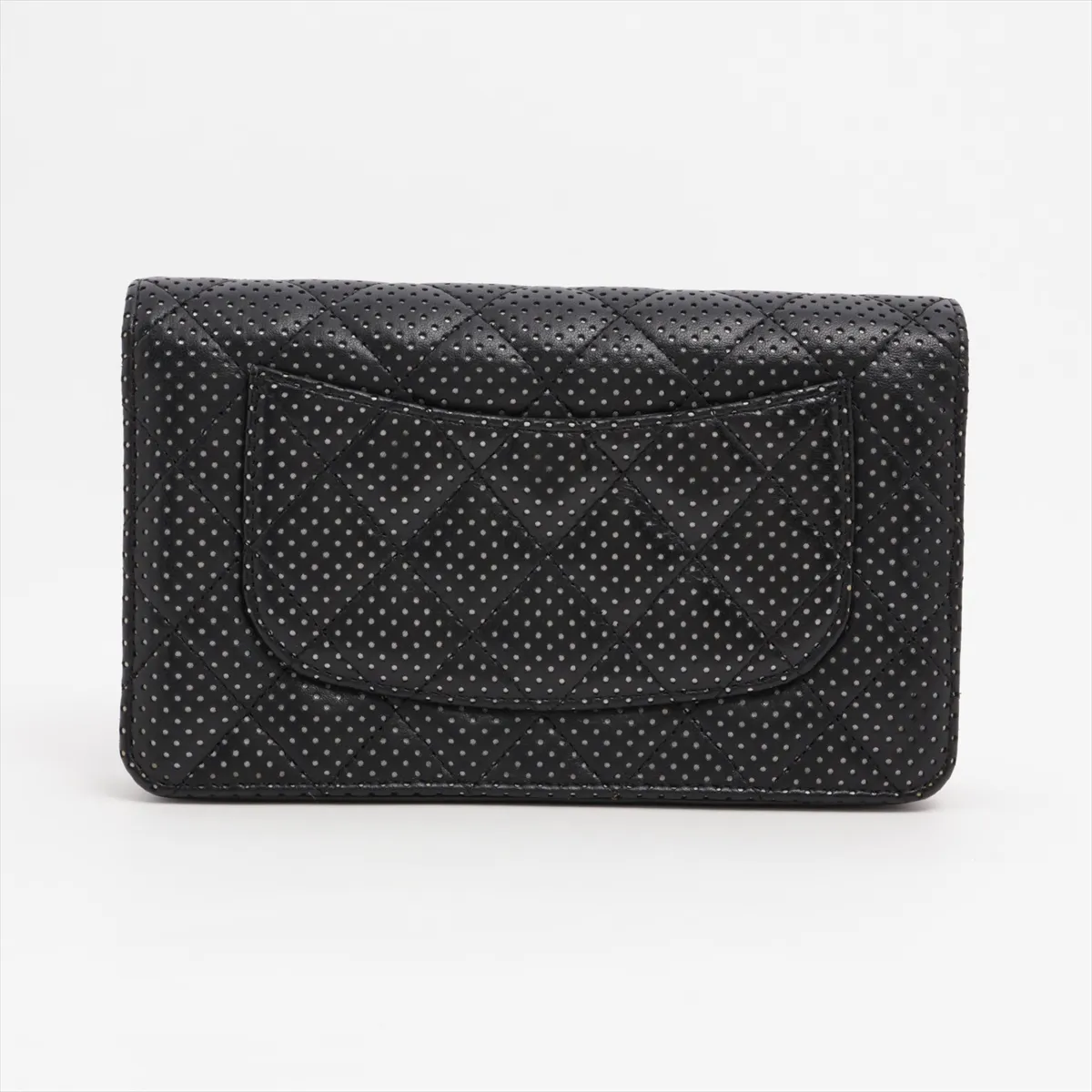 Matelasse perforated leather long wallet black silver hardware 11150882 — view 2