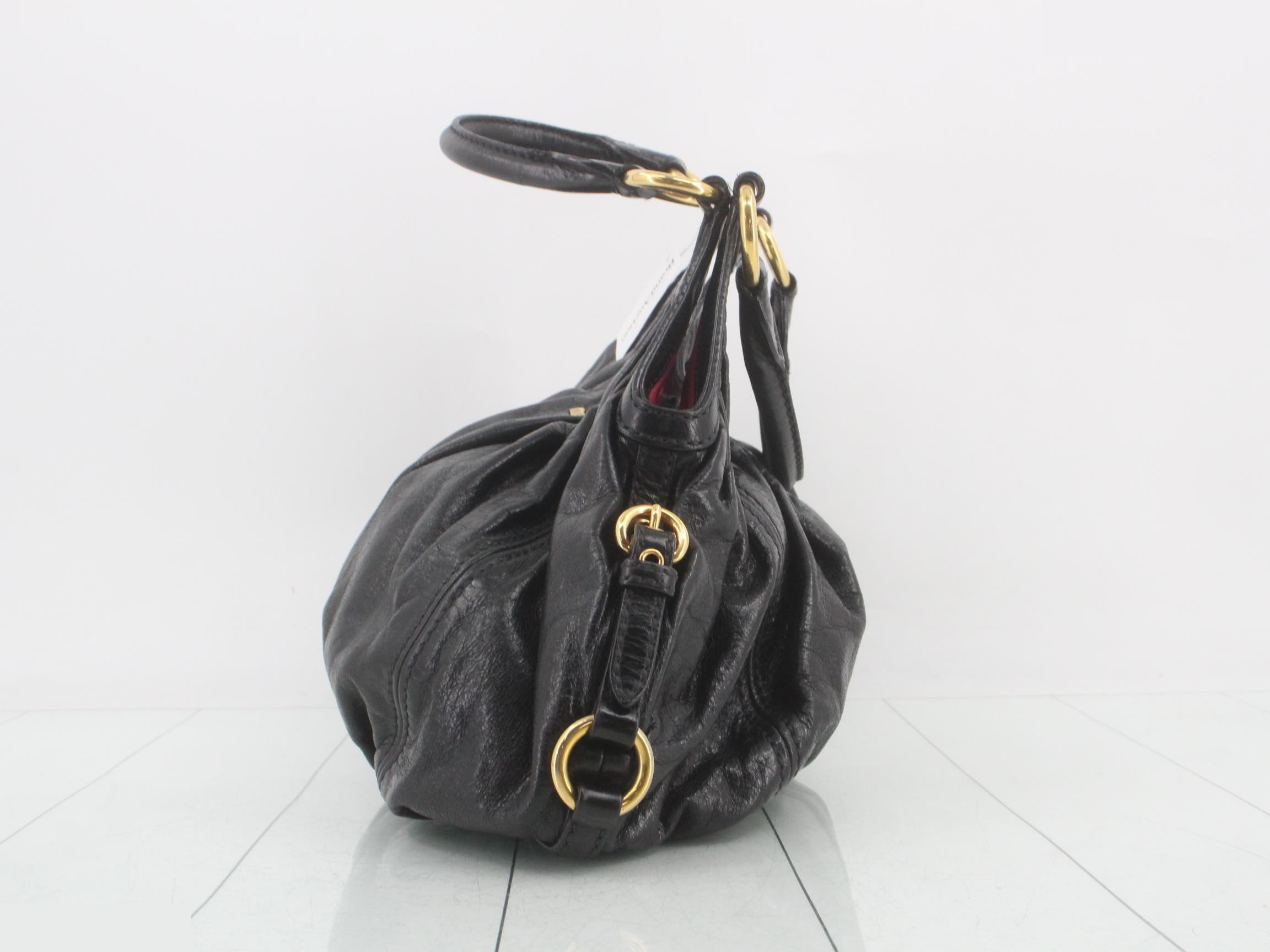 shoulder bag, leather, black, gold hardware — view 3