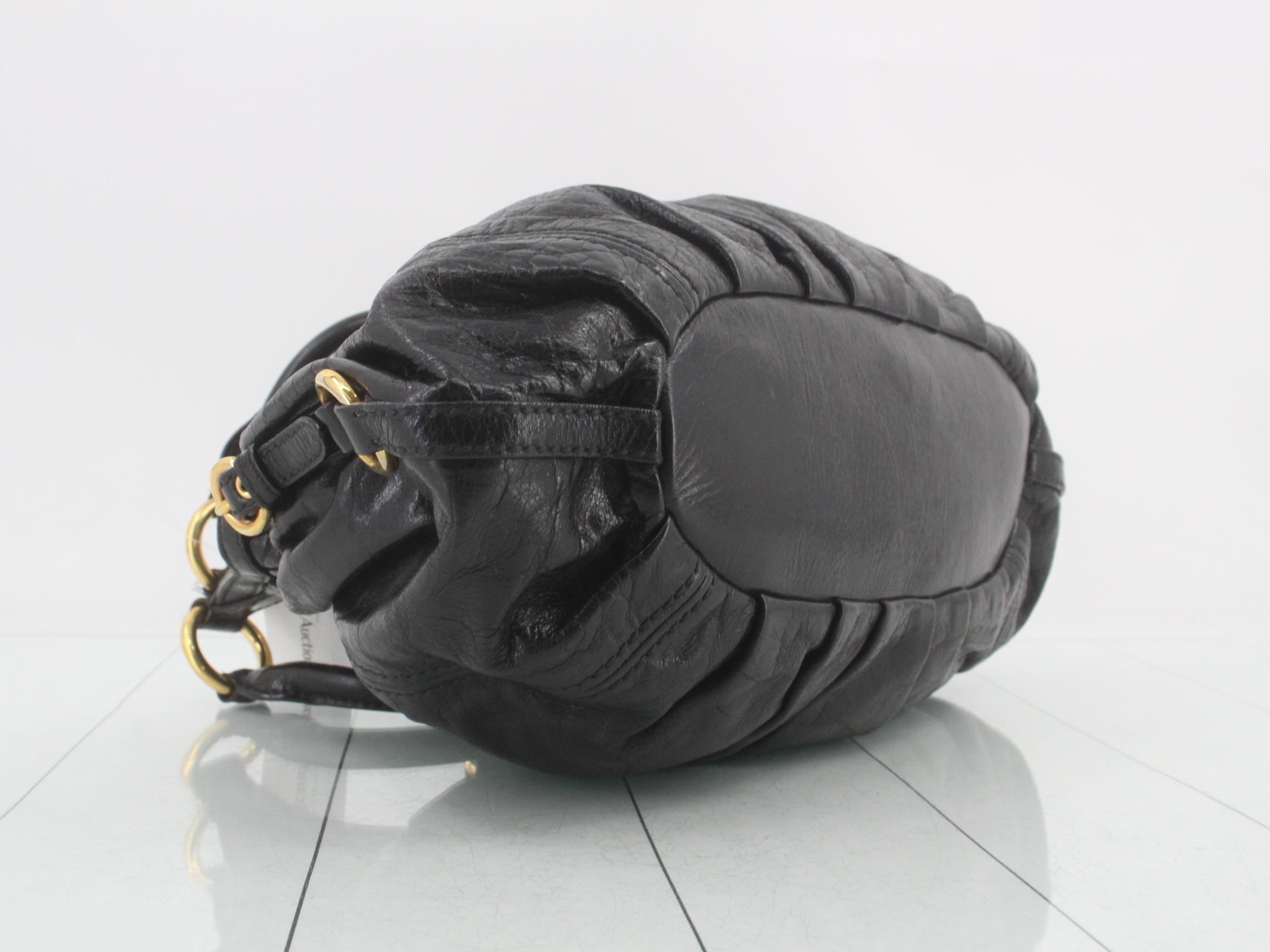 shoulder bag, leather, black, gold hardware — view 5