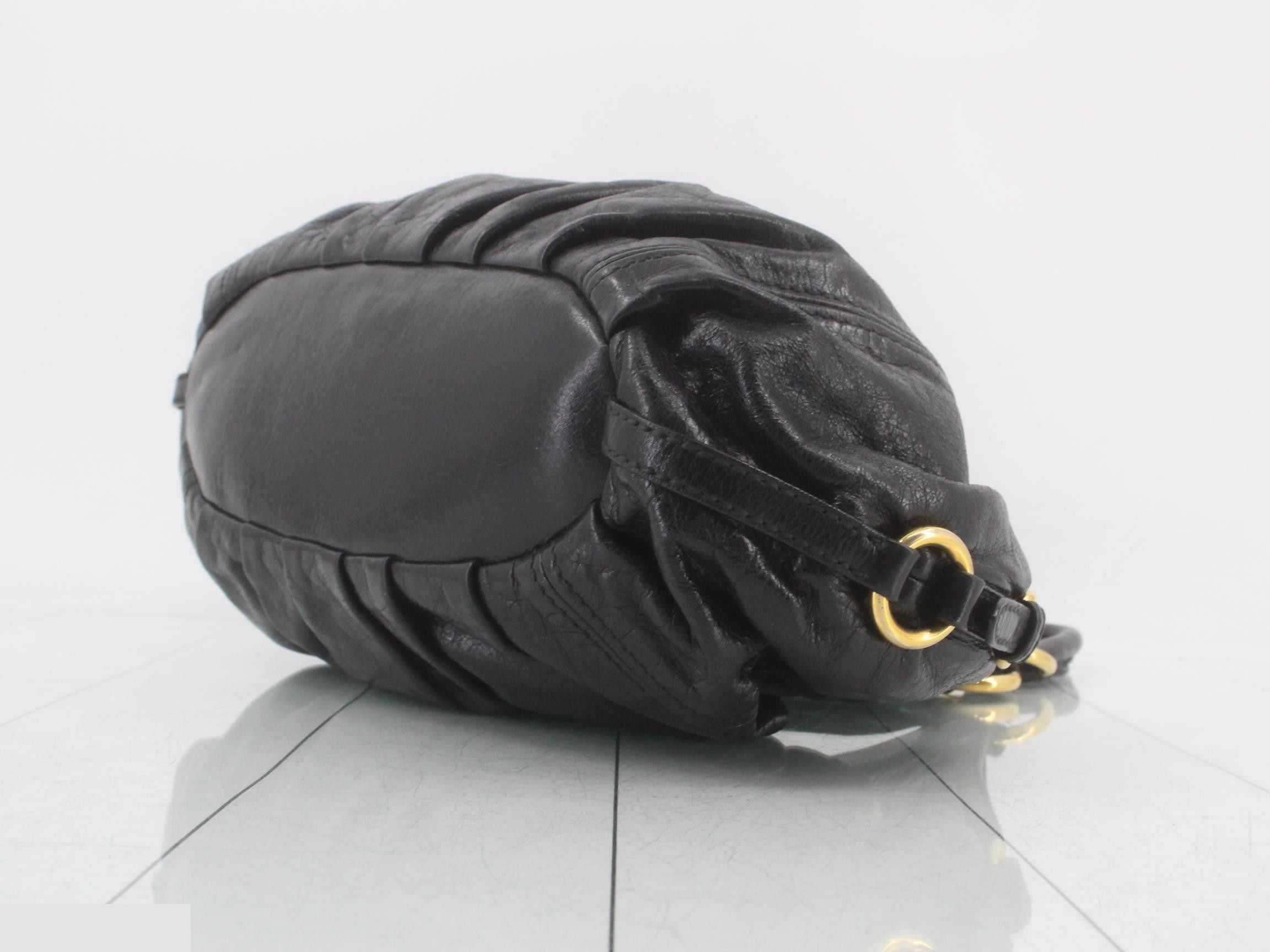 shoulder bag, leather, black, gold hardware — view 6