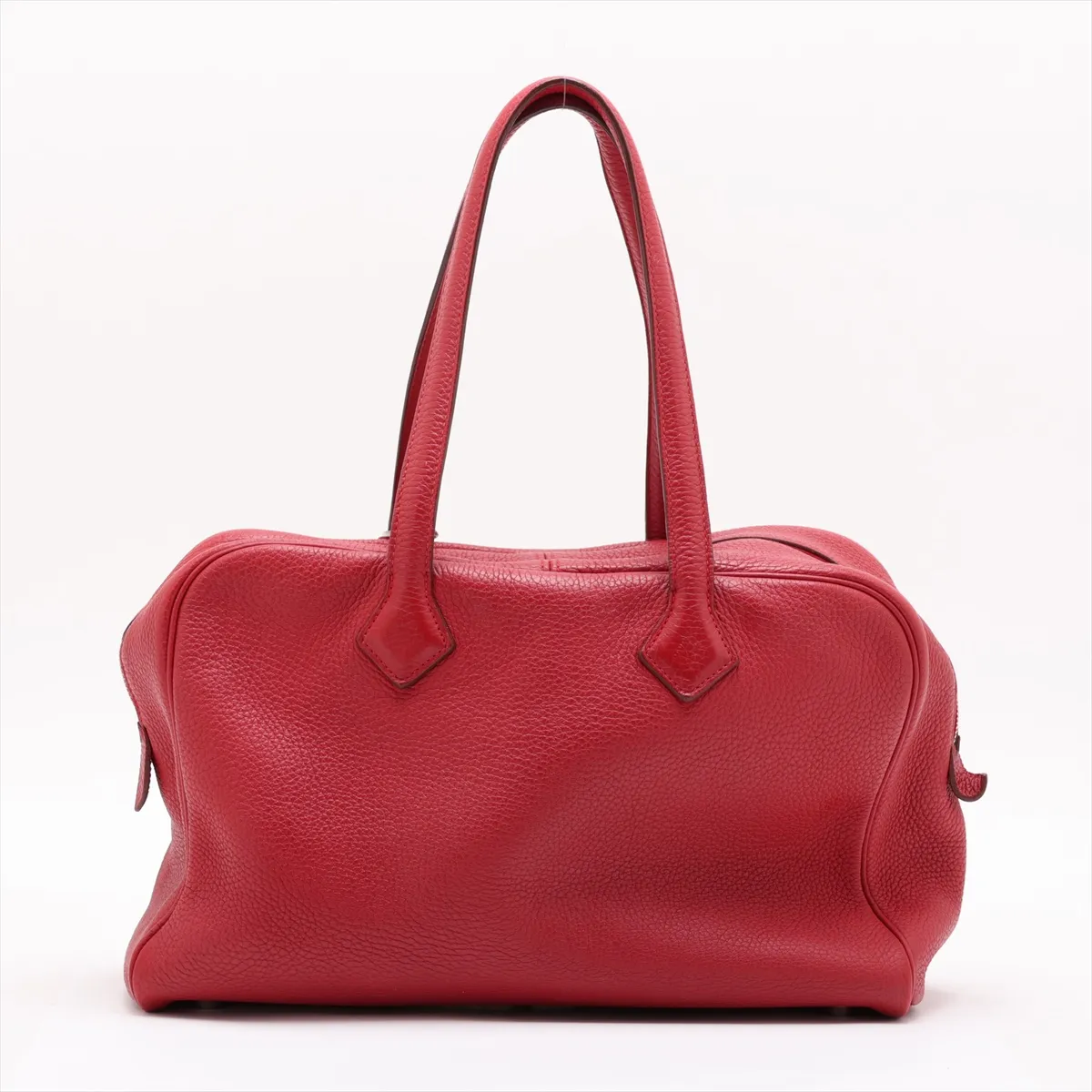 Victoria 35, Taurillon Clemence leather, Rouge Garance, silver hardware. P: 2012. Clochette strap torn. — view 2