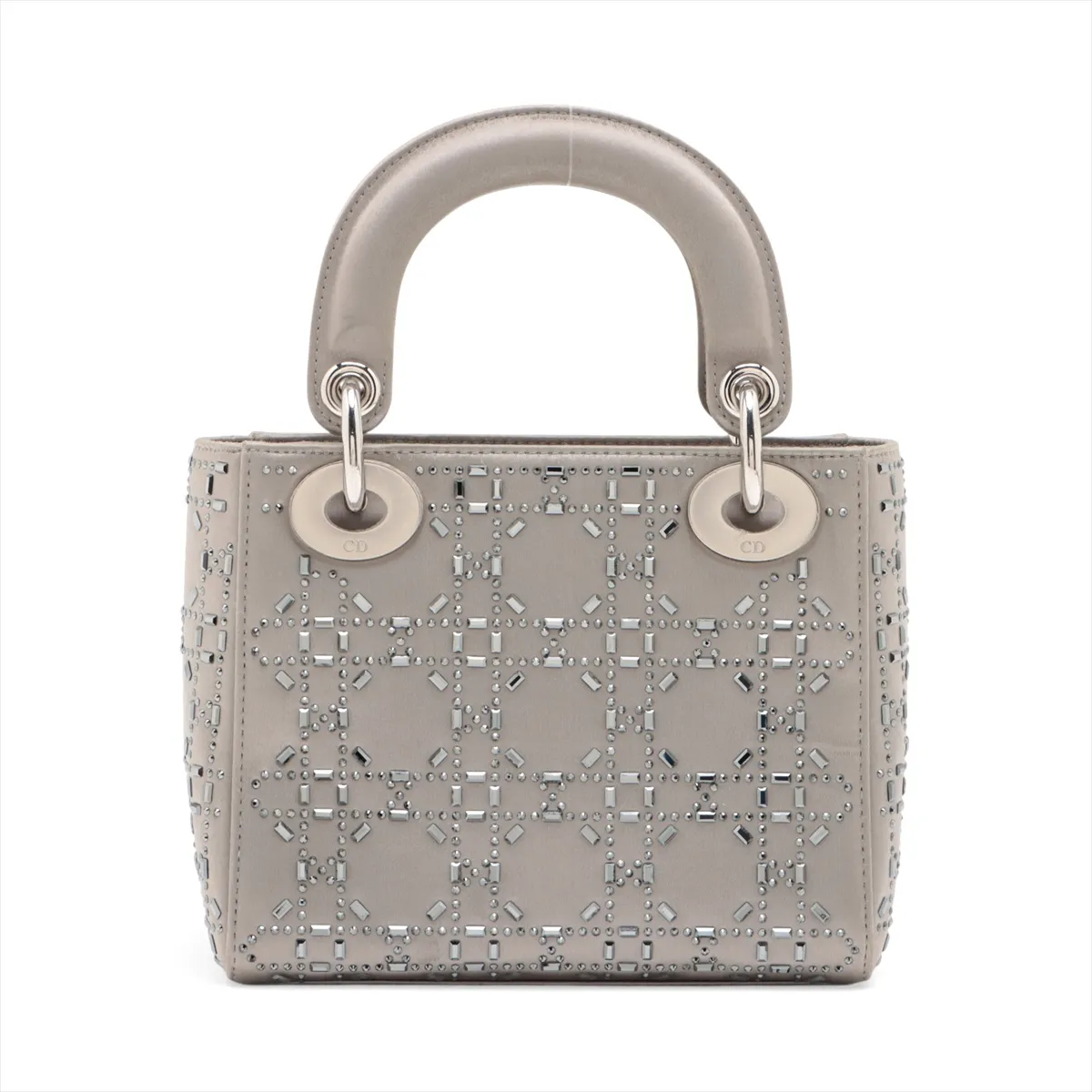 Cannage Lady Dior Mini Satin x Rhinestone 2-Way Handbag, Gray — view 2