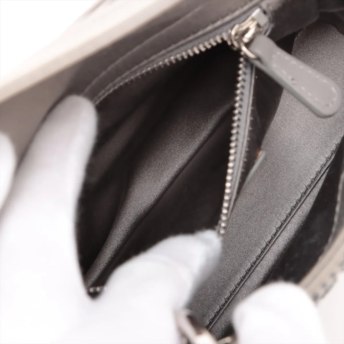 Cannage Lady Dior Mini Satin x Rhinestone 2-Way Handbag, Gray — view 9