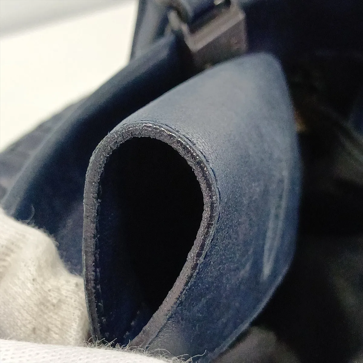 Intrecciato Leather Handbag, Navy — view 14