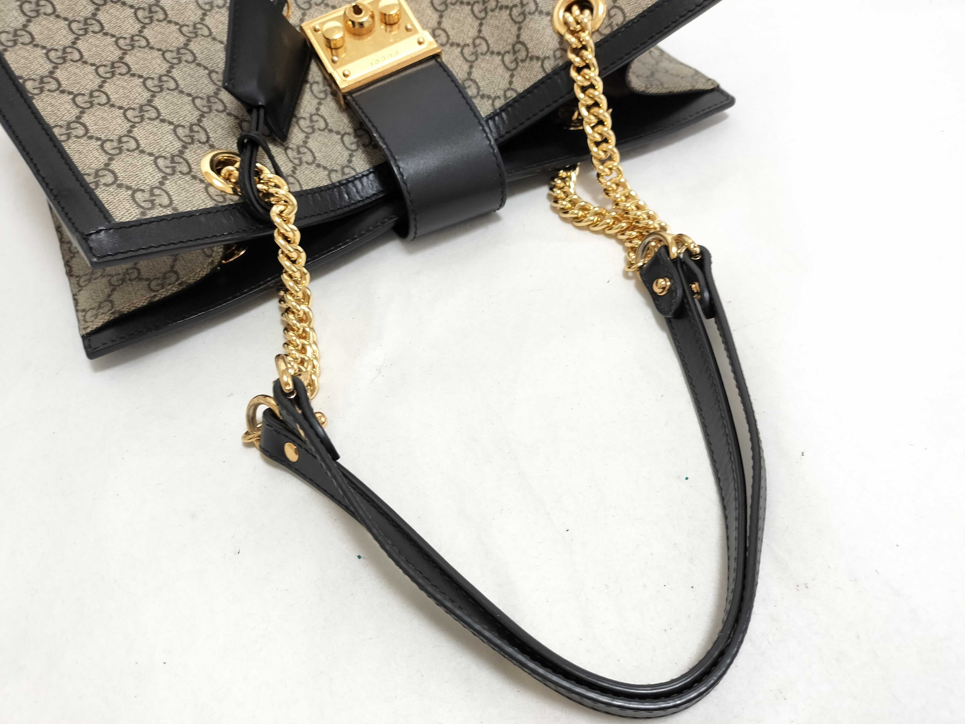 GG Supreme Padlock PVC x Leather Chain Tote Bag Beige x Black 479197 Tote Bag — view 3