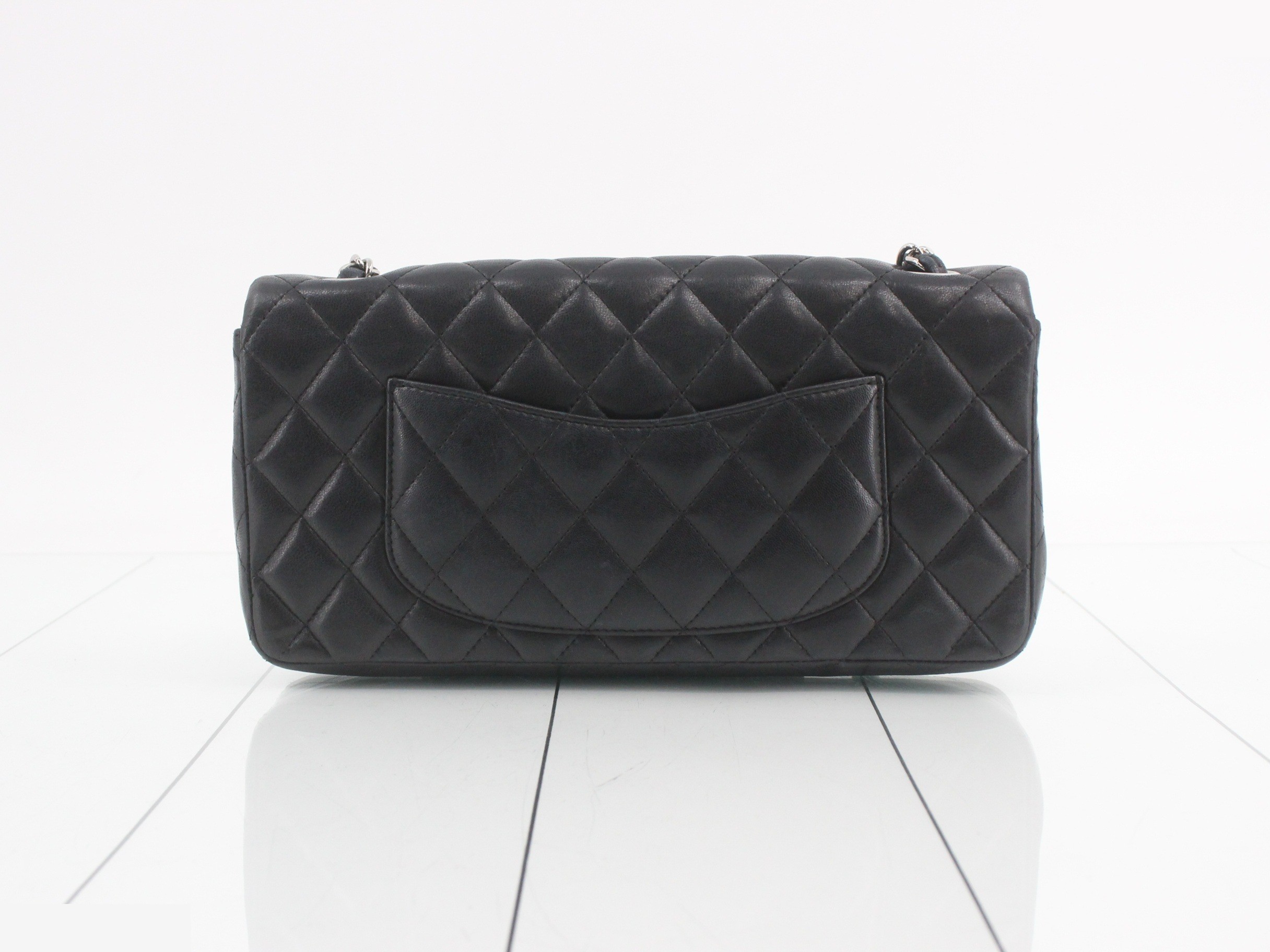 Matelassé Lambskin Chain Shoulder Bag, Black — view 2
