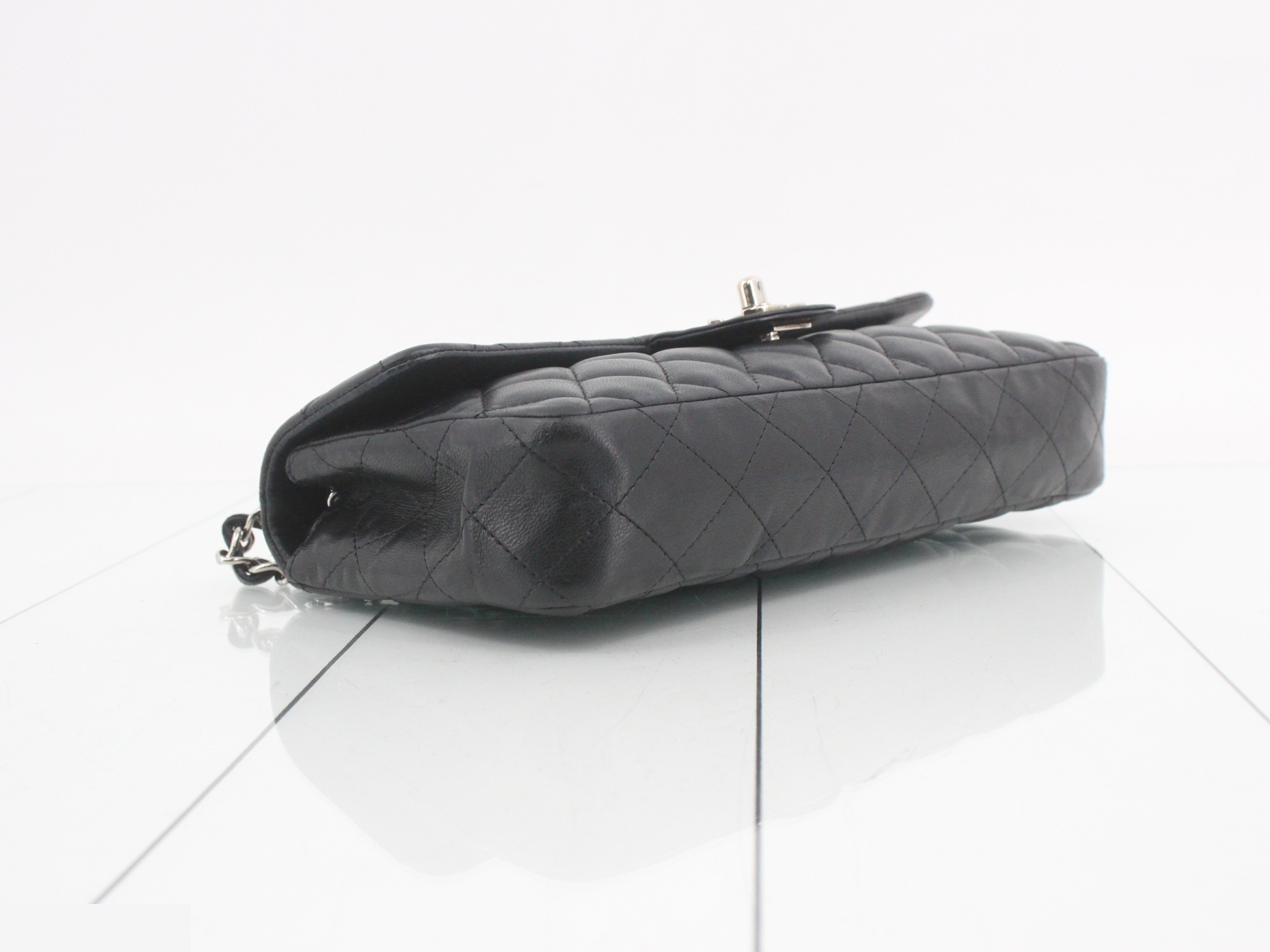 Matelassé Lambskin Chain Shoulder Bag, Black — view 5