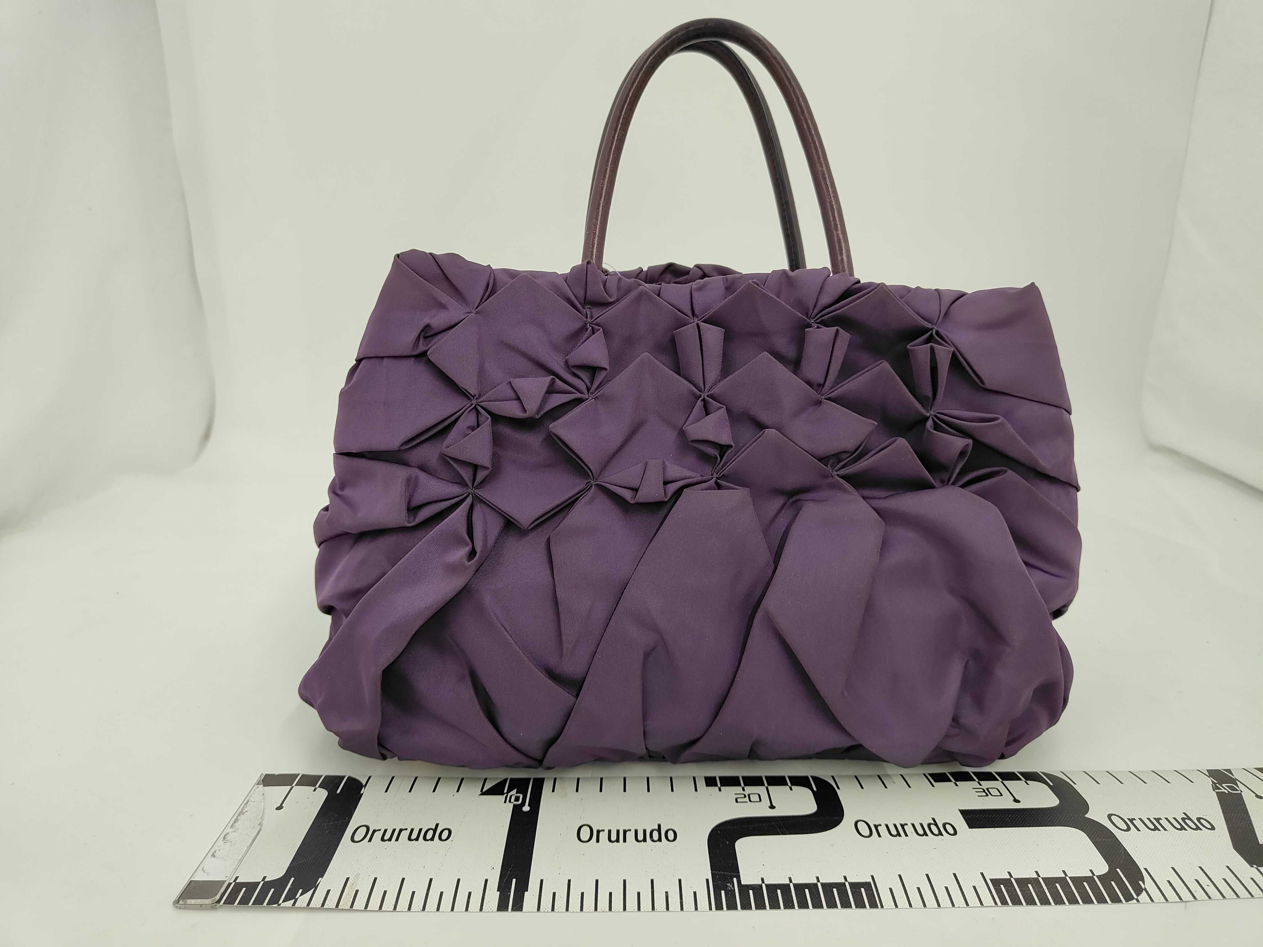 Nylon Gathered Purple Handbag — view 2