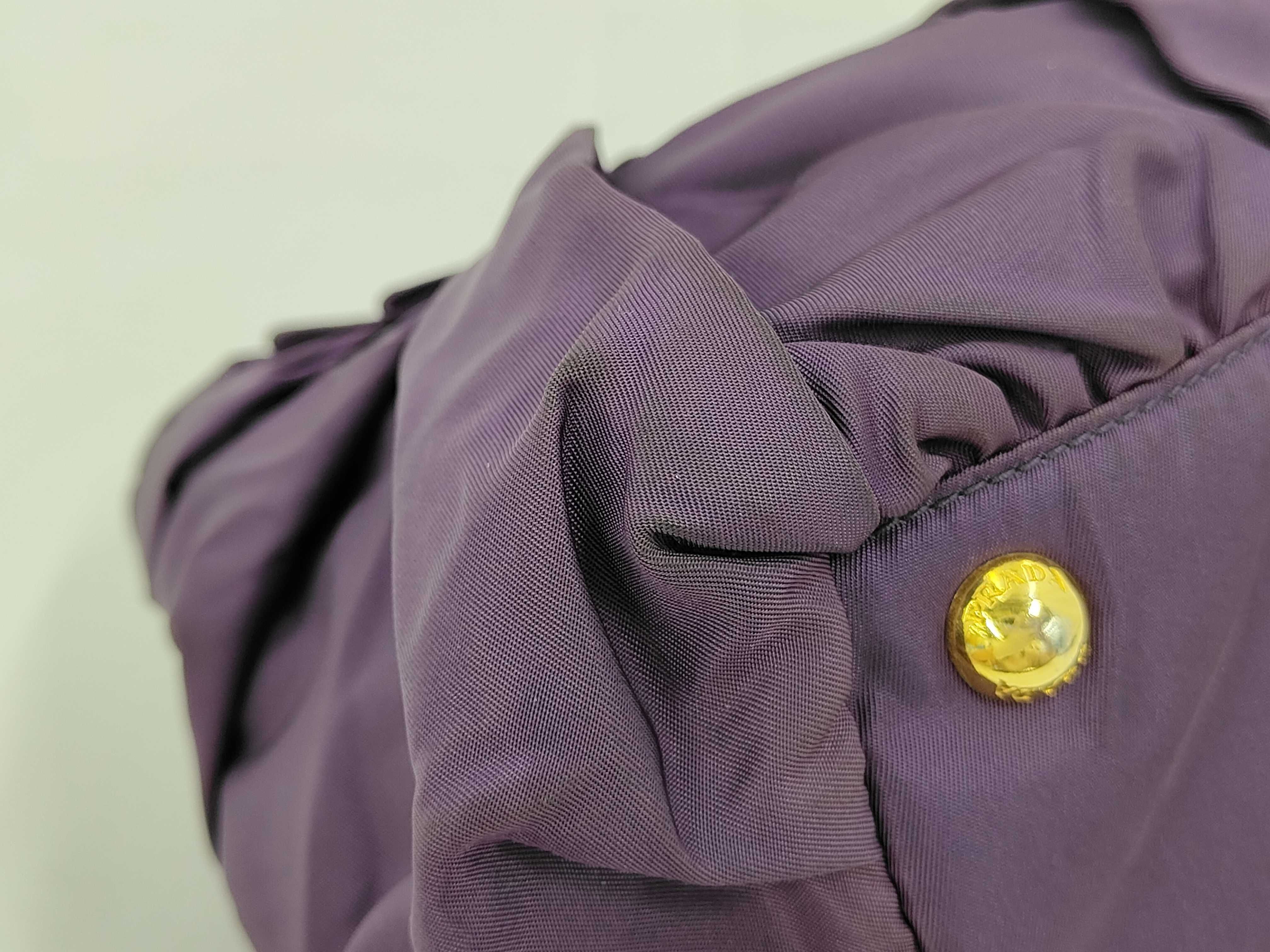 Nylon Gathered Purple Handbag — view 3
