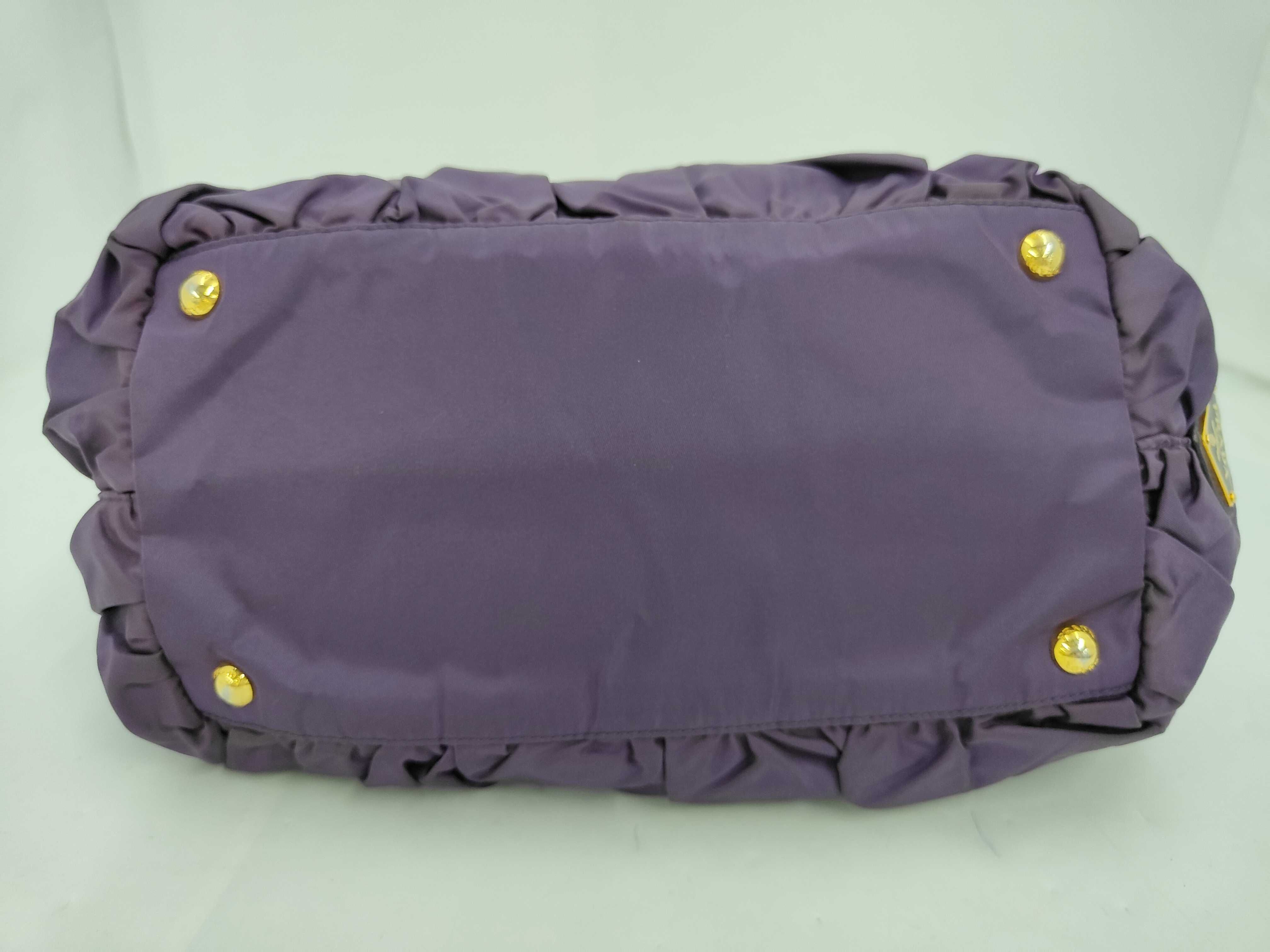 Nylon Gathered Purple Handbag — view 4