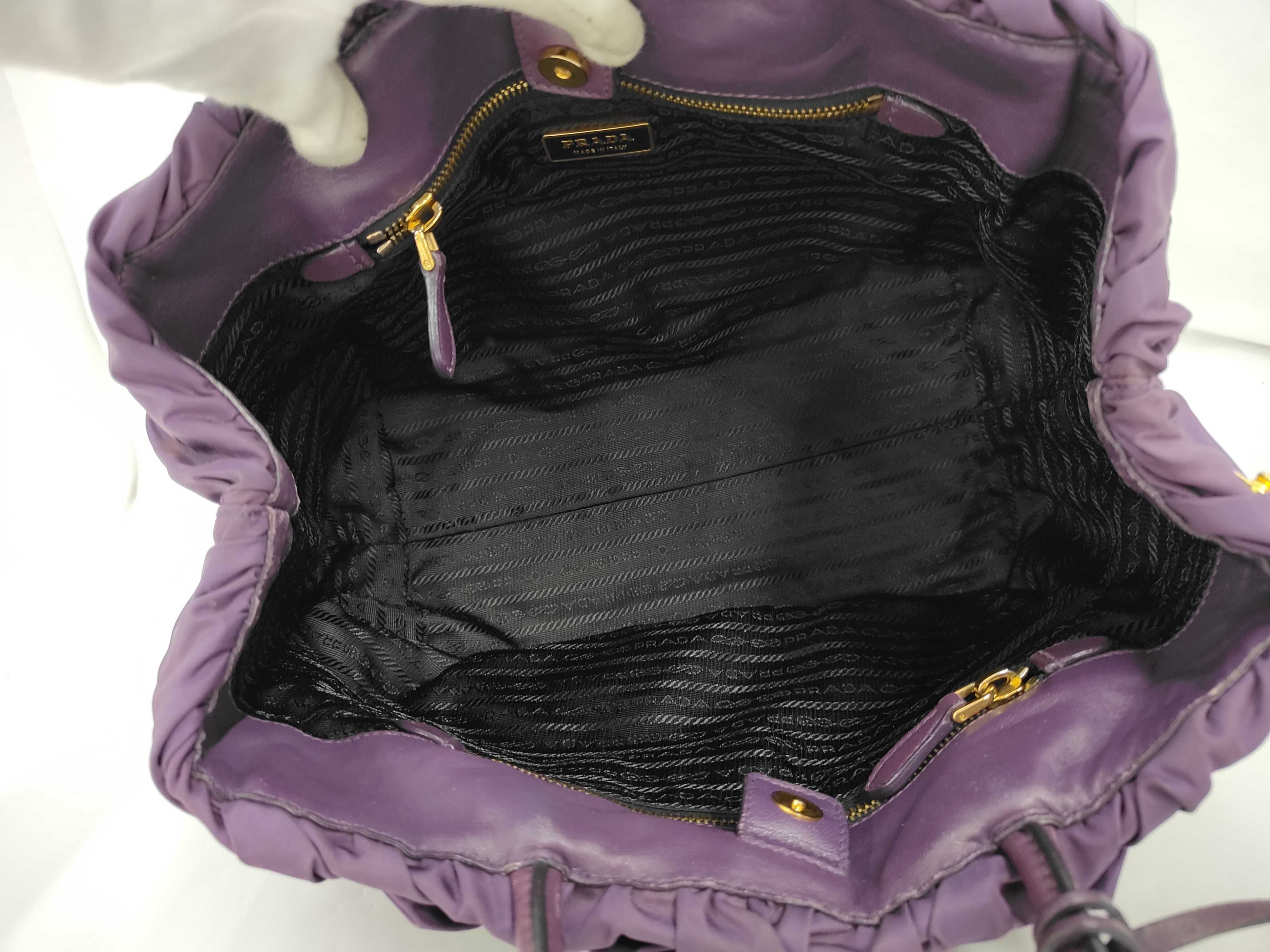 Nylon Gathered Purple Handbag — view 8