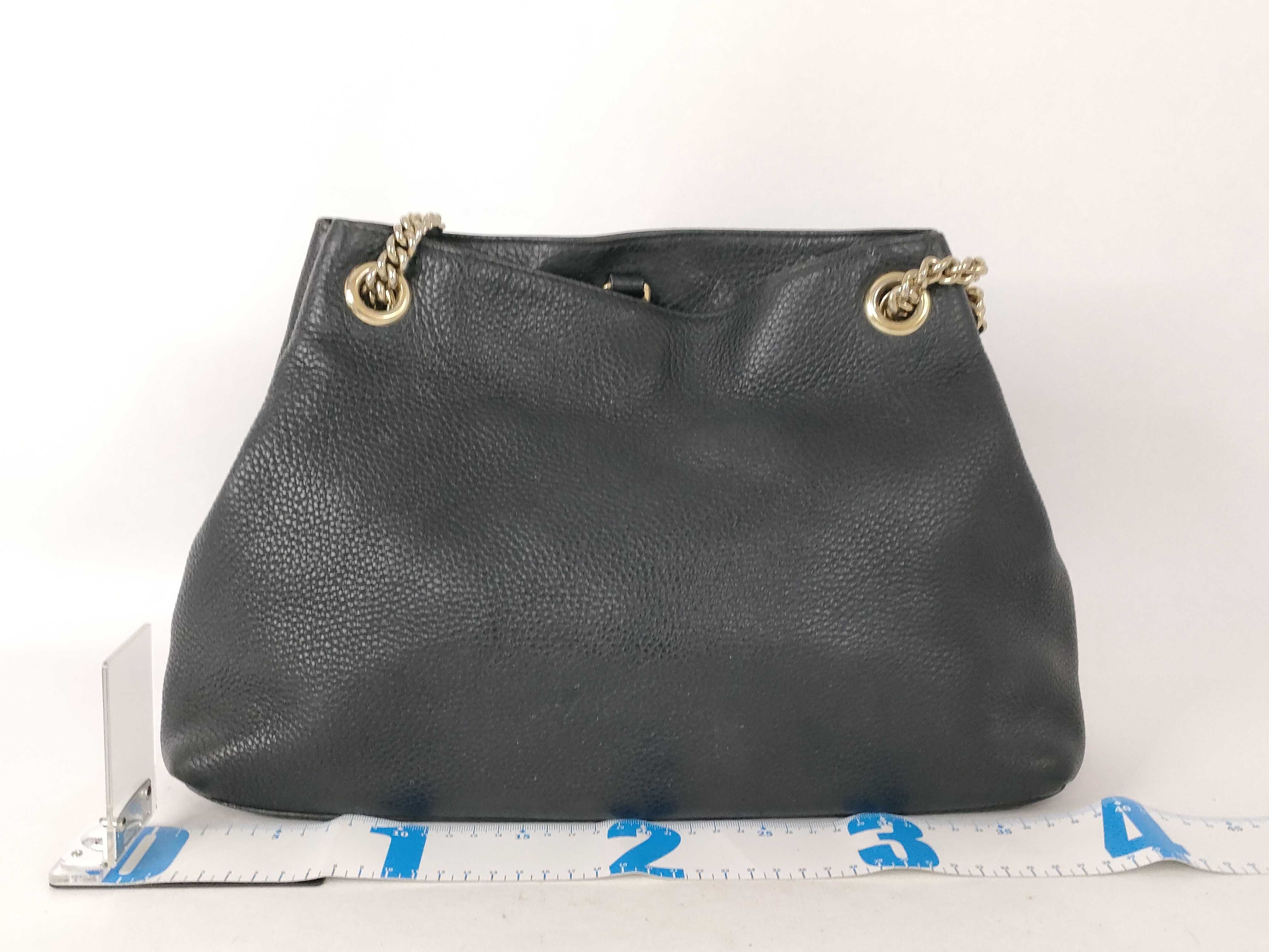 Soho Black Leather Chain Shoulder Bag Fringe Tote Bag — view 2