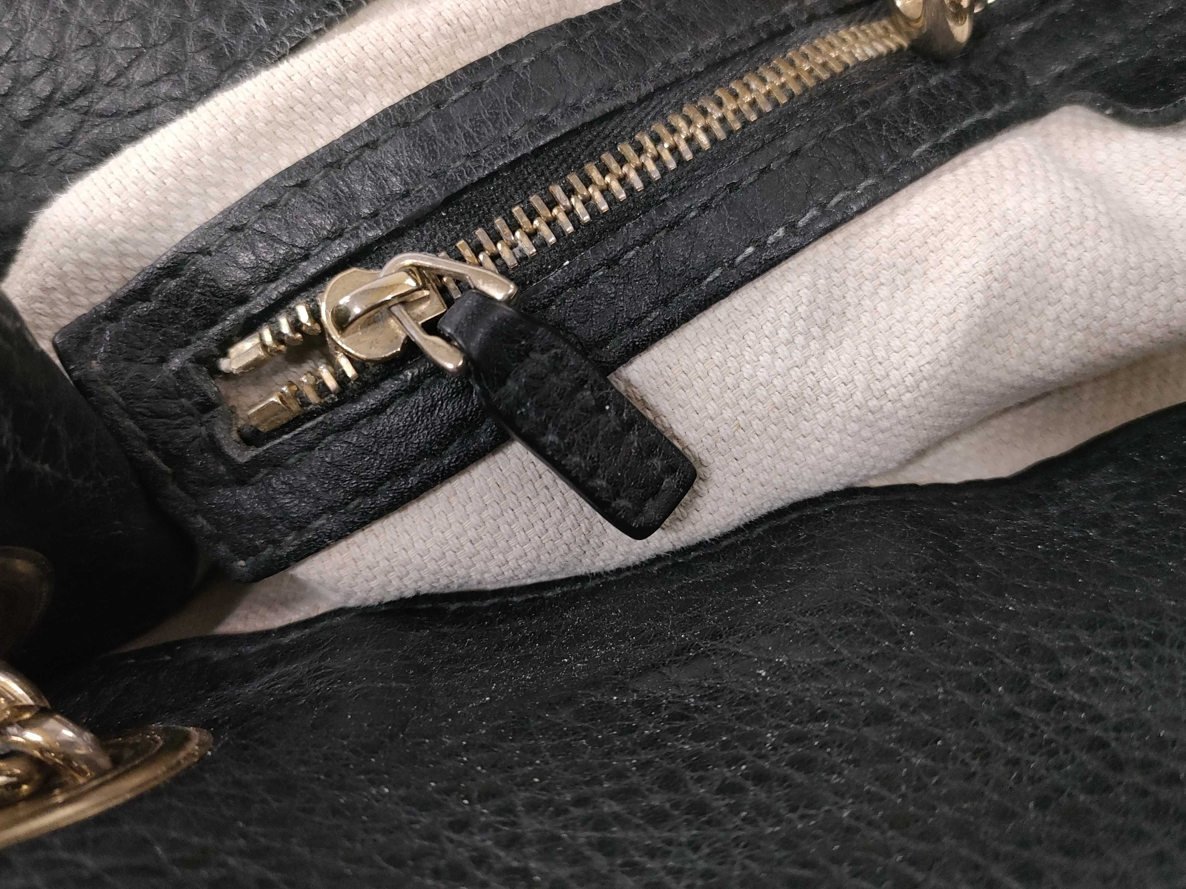 Soho Black Leather Chain Shoulder Bag Fringe Tote Bag — view 11