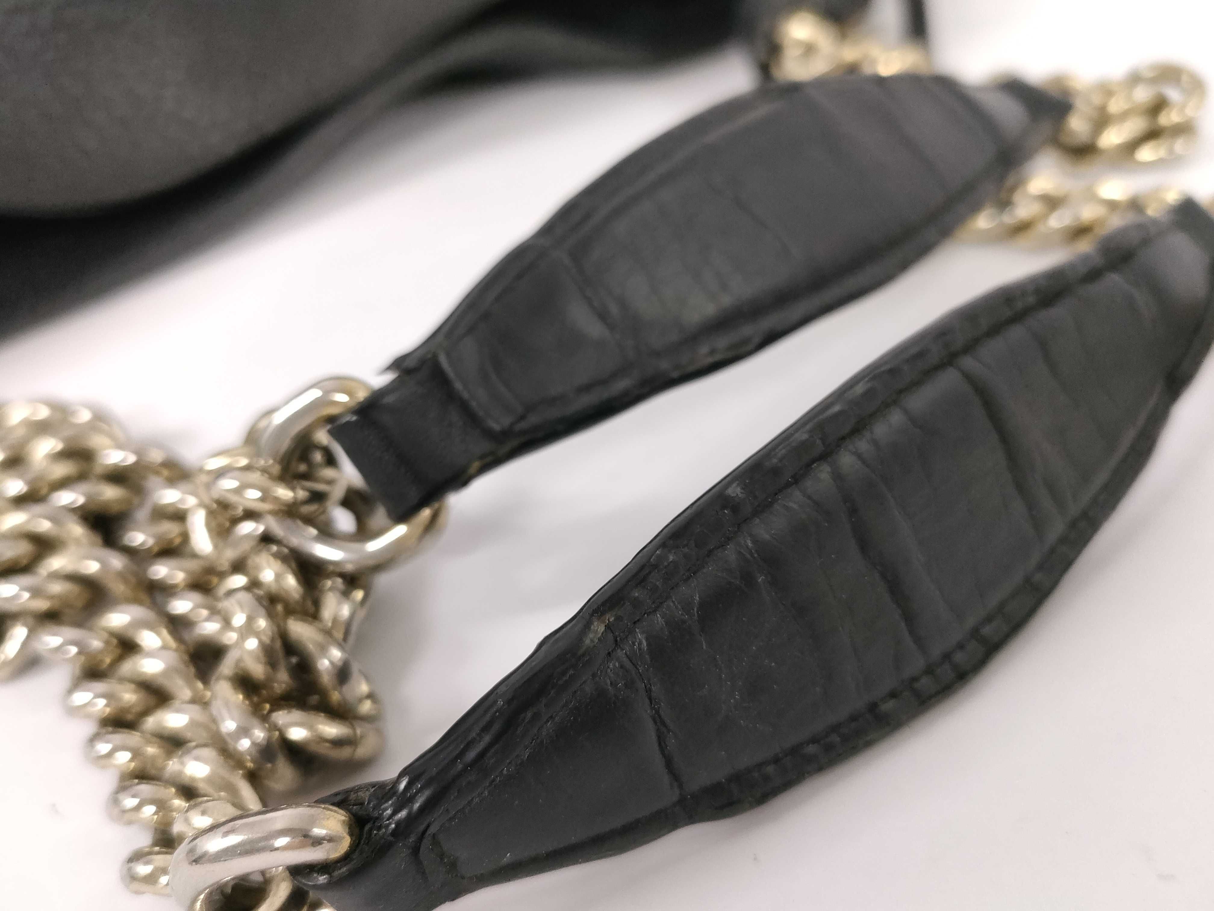 Soho Black Leather Chain Shoulder Bag Fringe Tote Bag — view 4