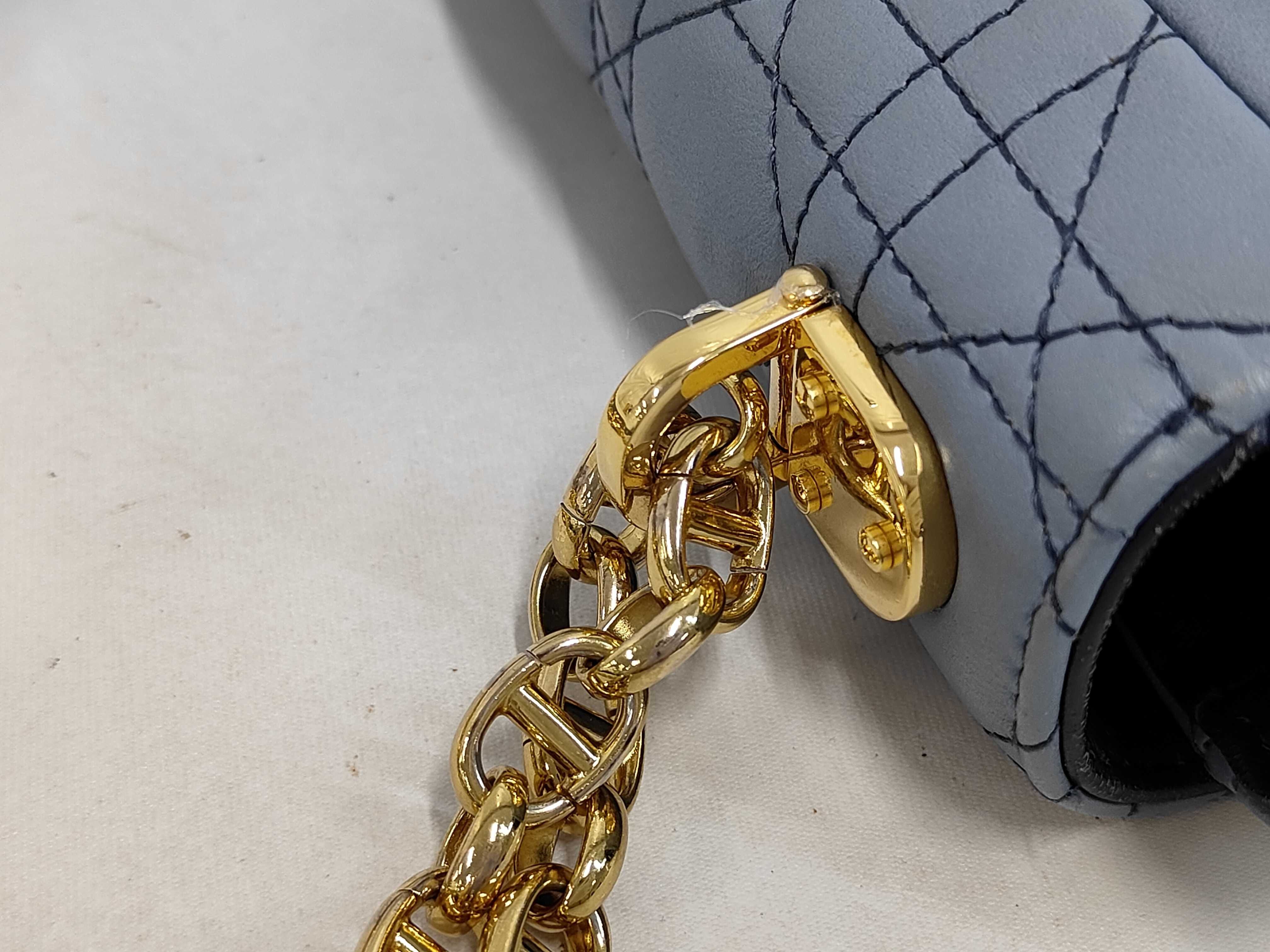 Caro 25 Cannage Gold Hardware Chain Shoulder Bag Blue Shoulder Bag — view 6