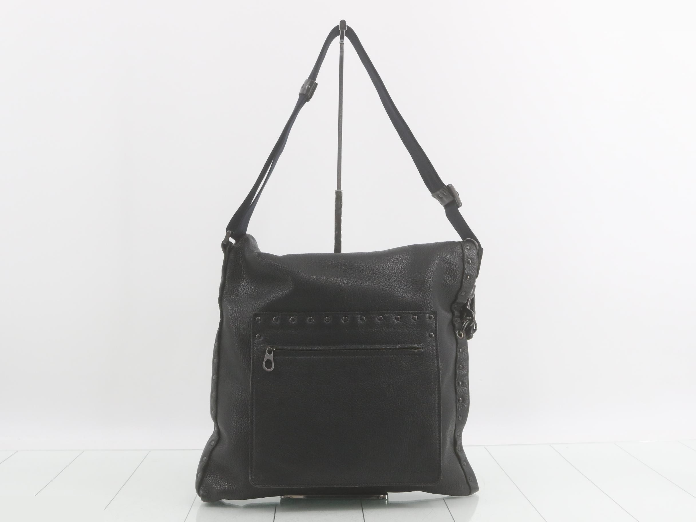 Shoulder bag, black leather — view 2