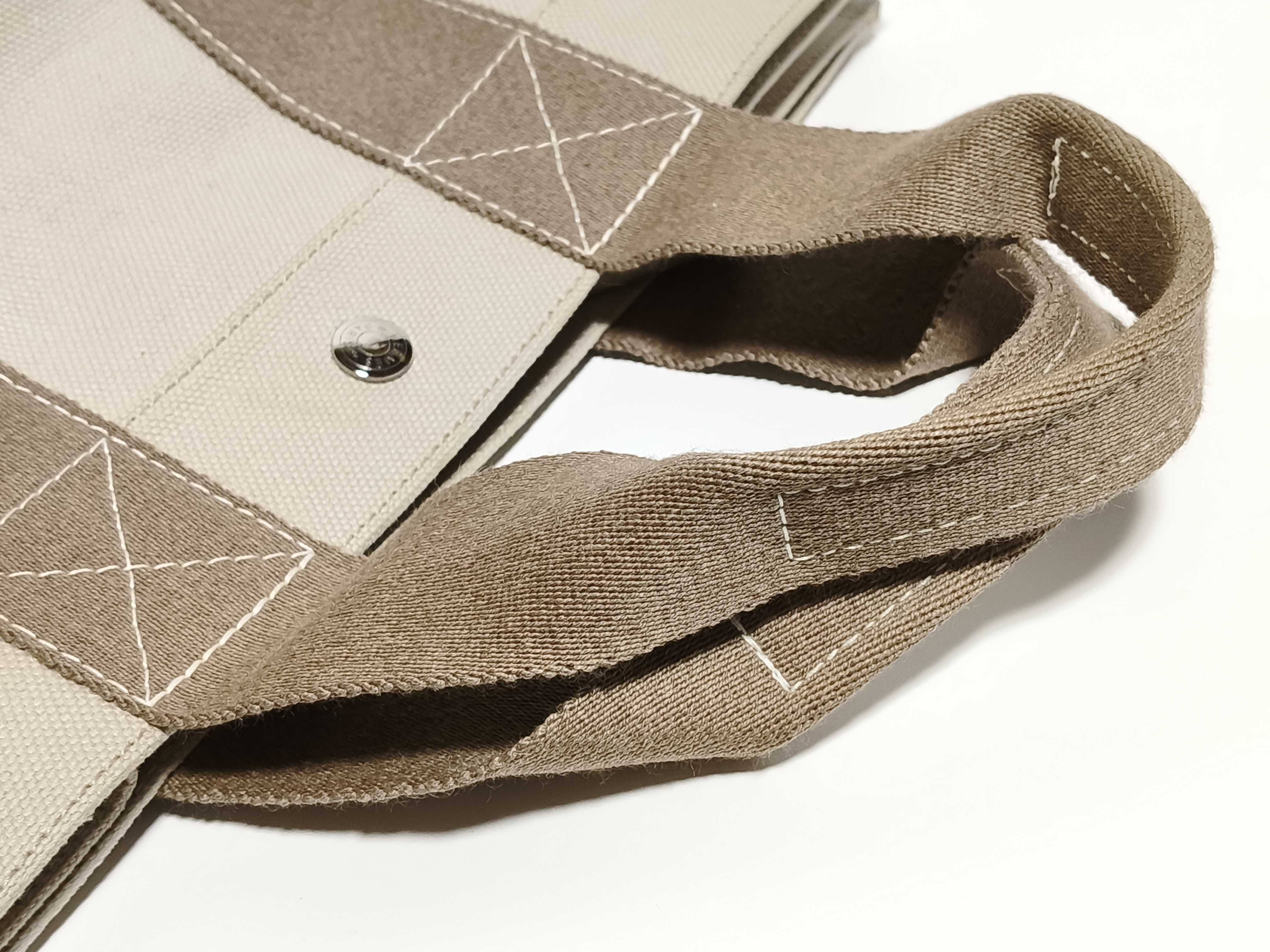 Bora PM Canvas Tote Bag in Beige with Silver Hardware — view 3