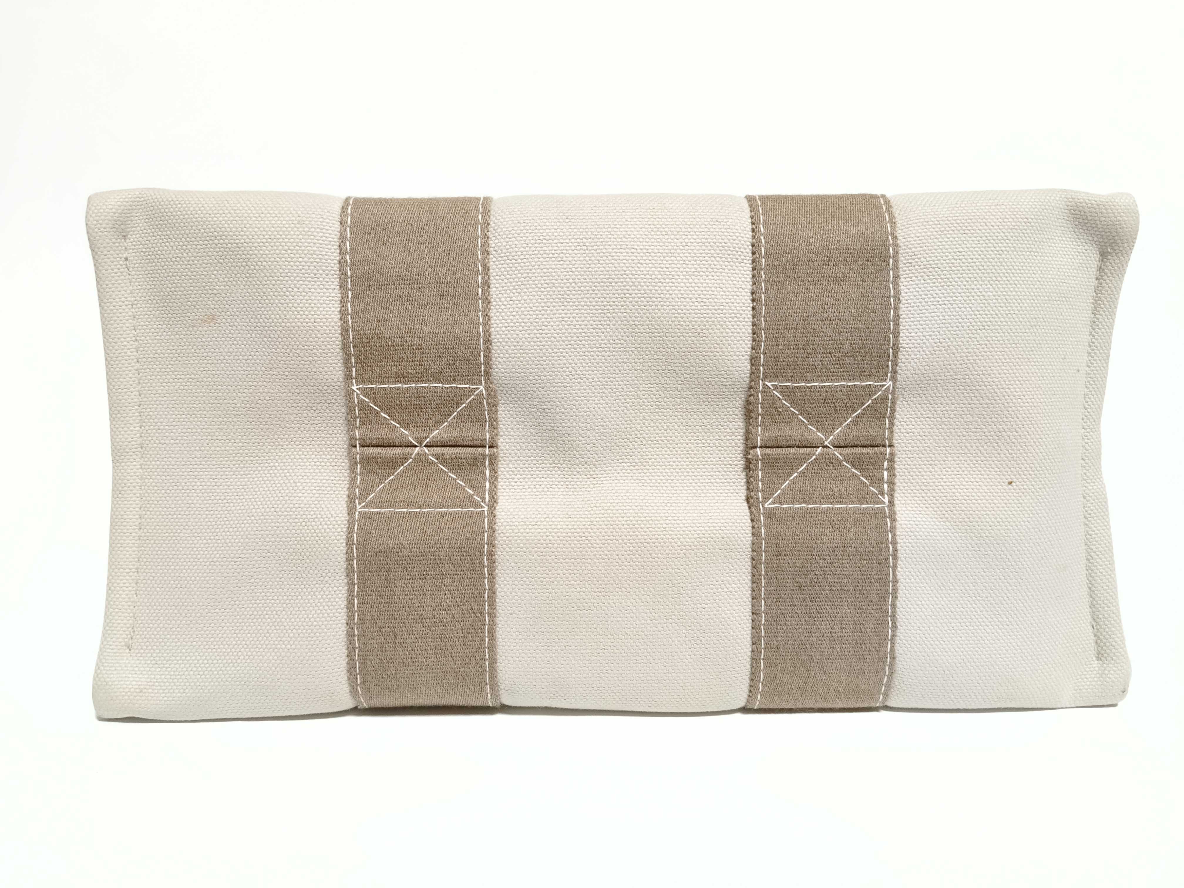 Bora PM Canvas Tote Bag in Beige with Silver Hardware — view 7