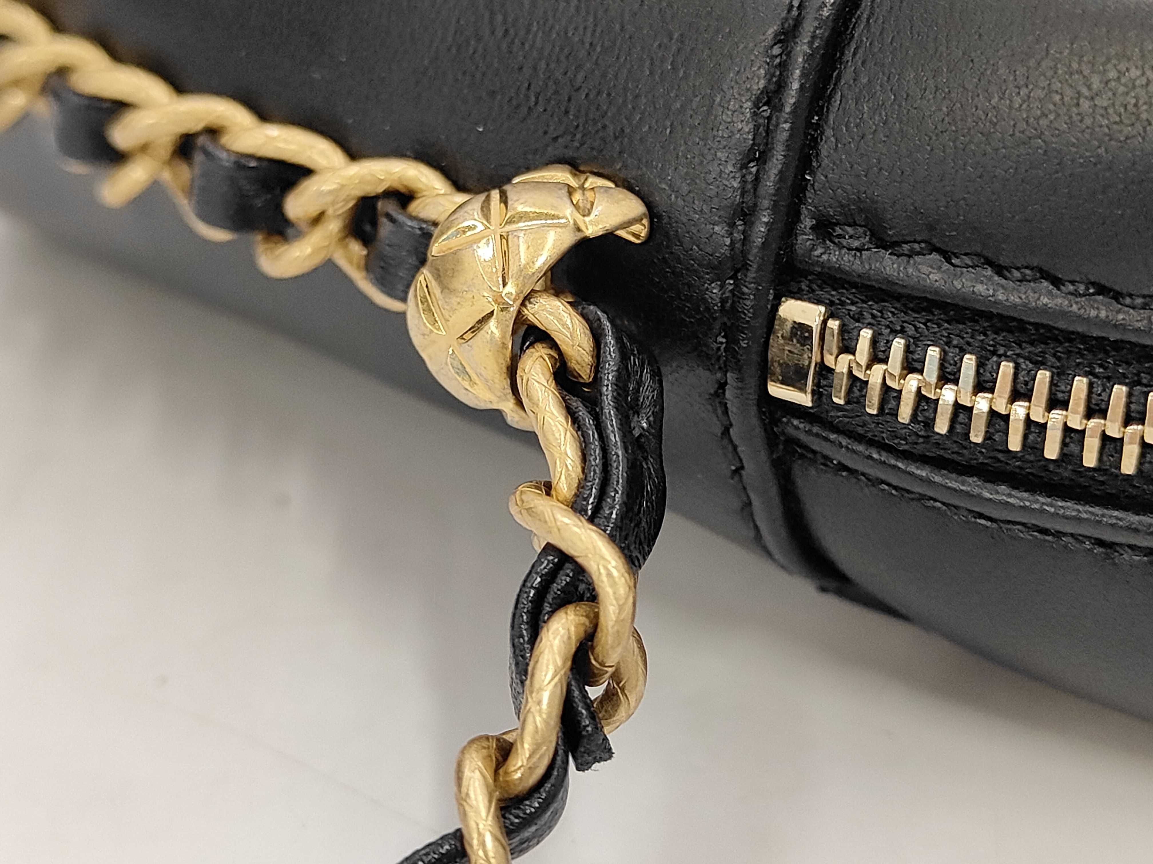 Matelassé Chain Shoulder Bag, Square Shape, Black Lambskin Bag — view 7