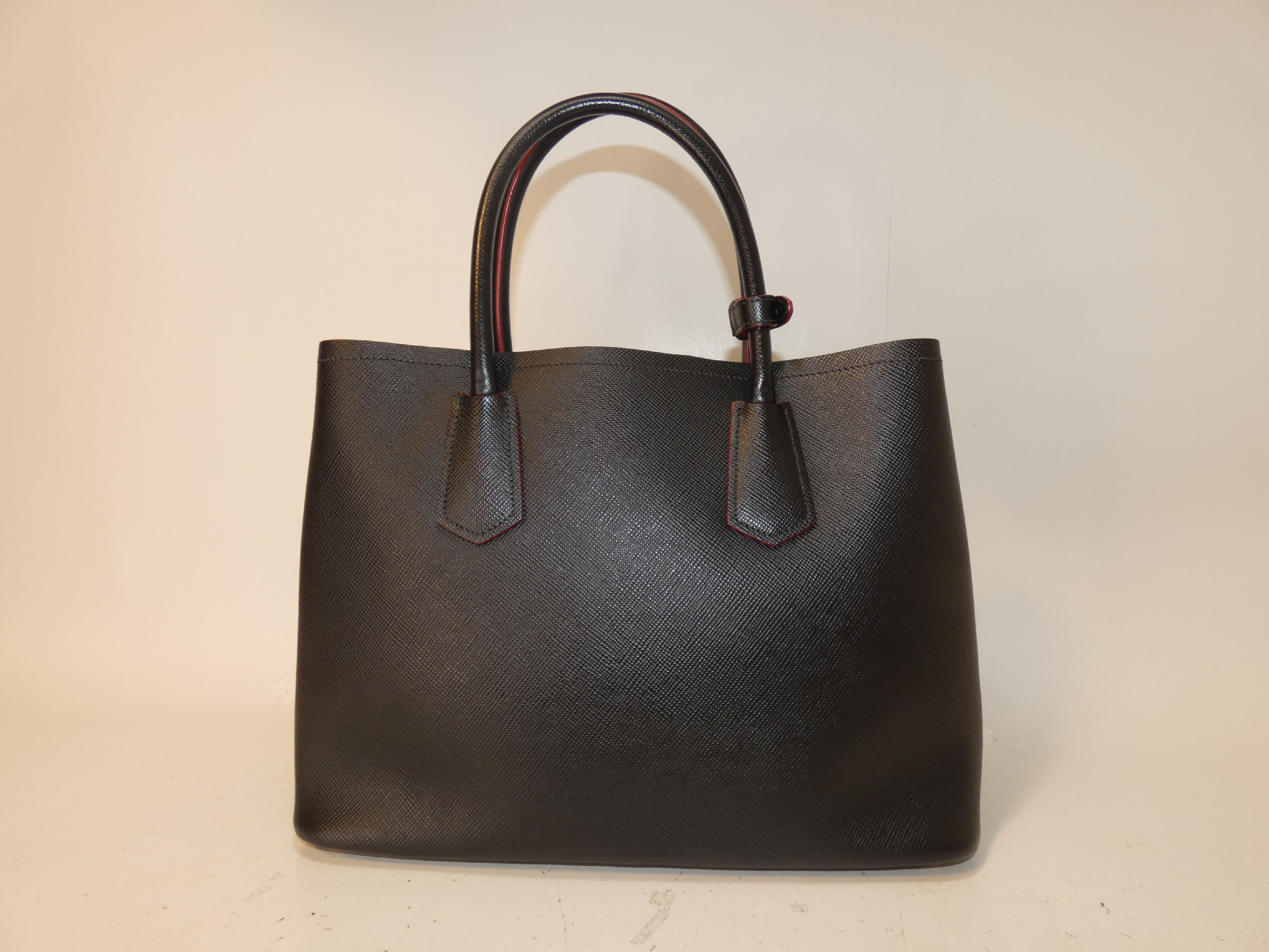 Saffiano Front Logo Black Hand Tote Bag — view 2