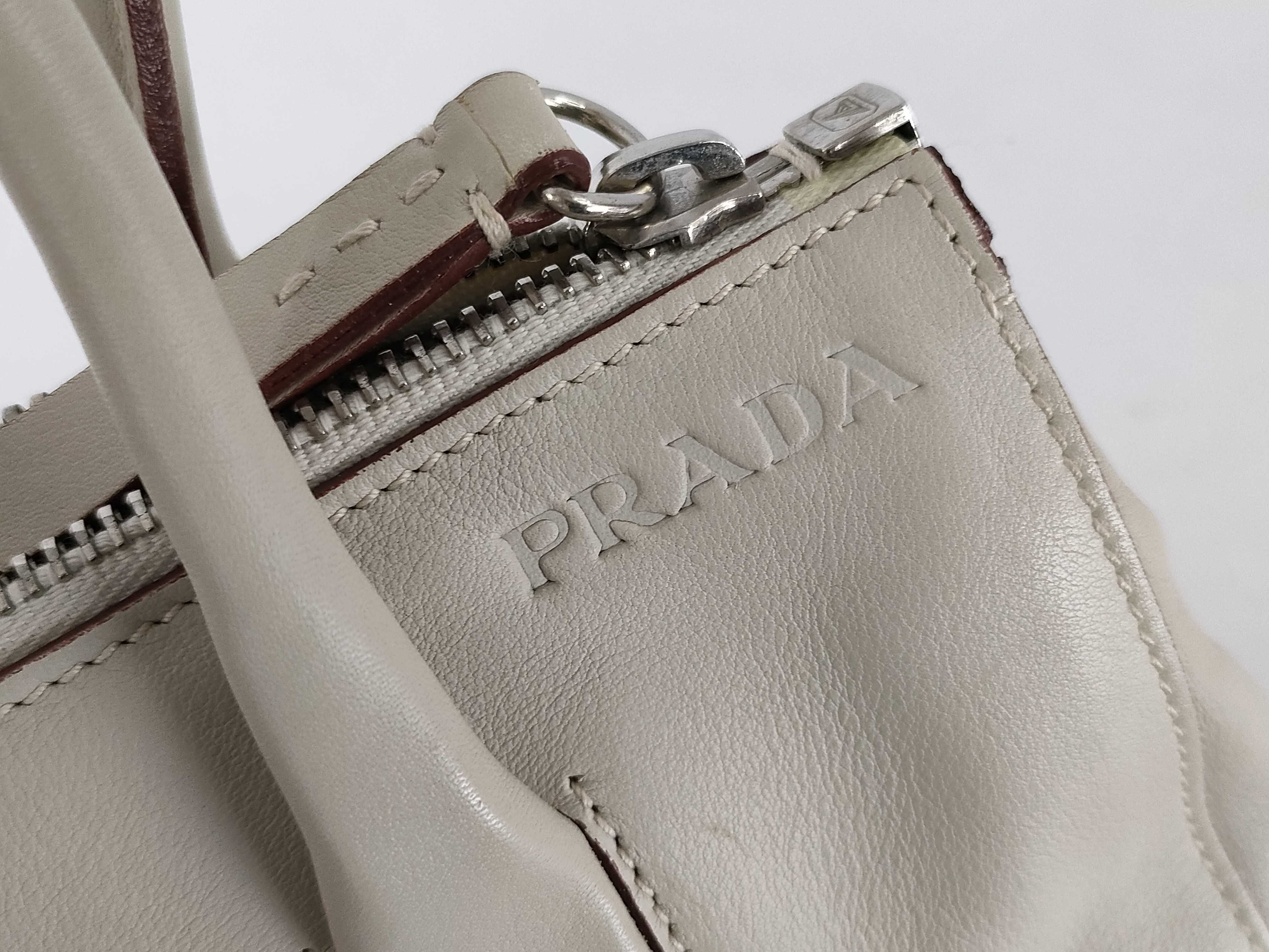 handbag beige brown leather patent handbag — view 14