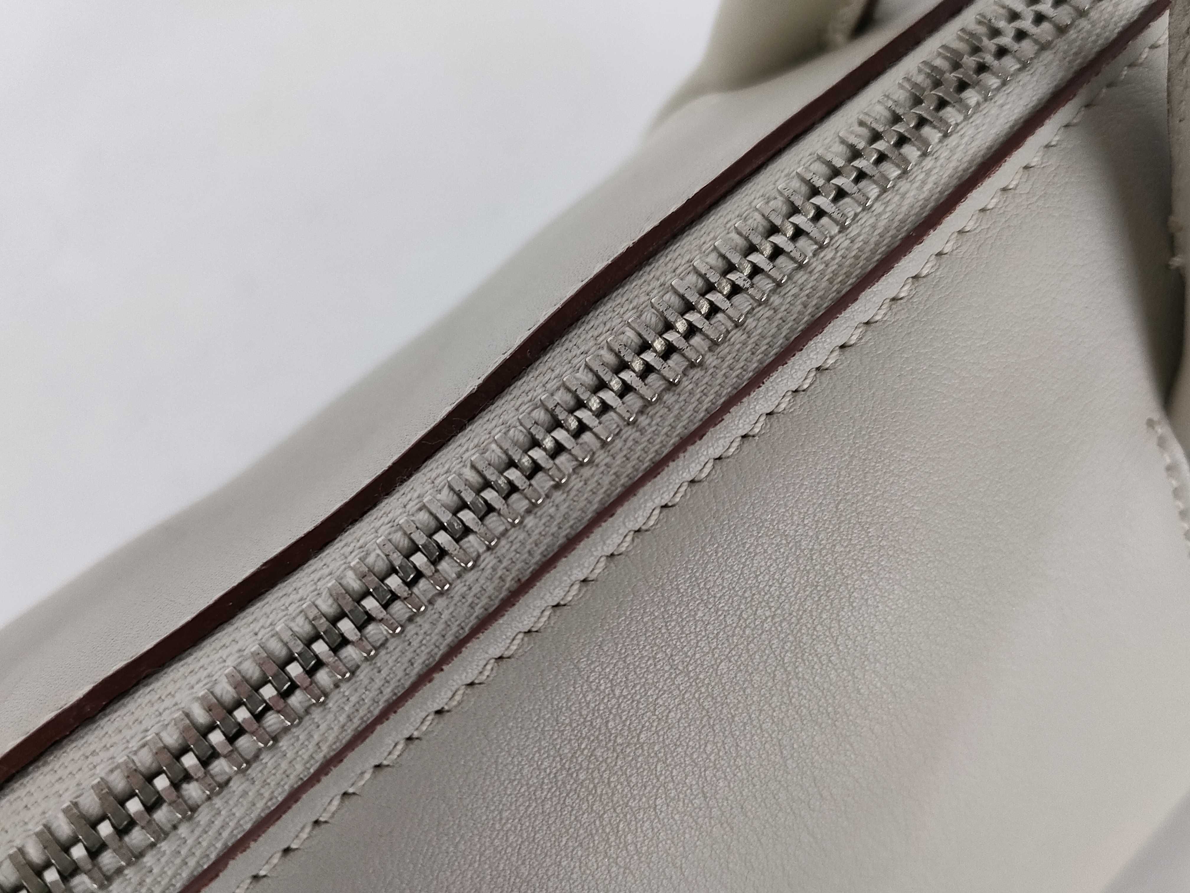 handbag beige brown leather patent handbag — view 8
