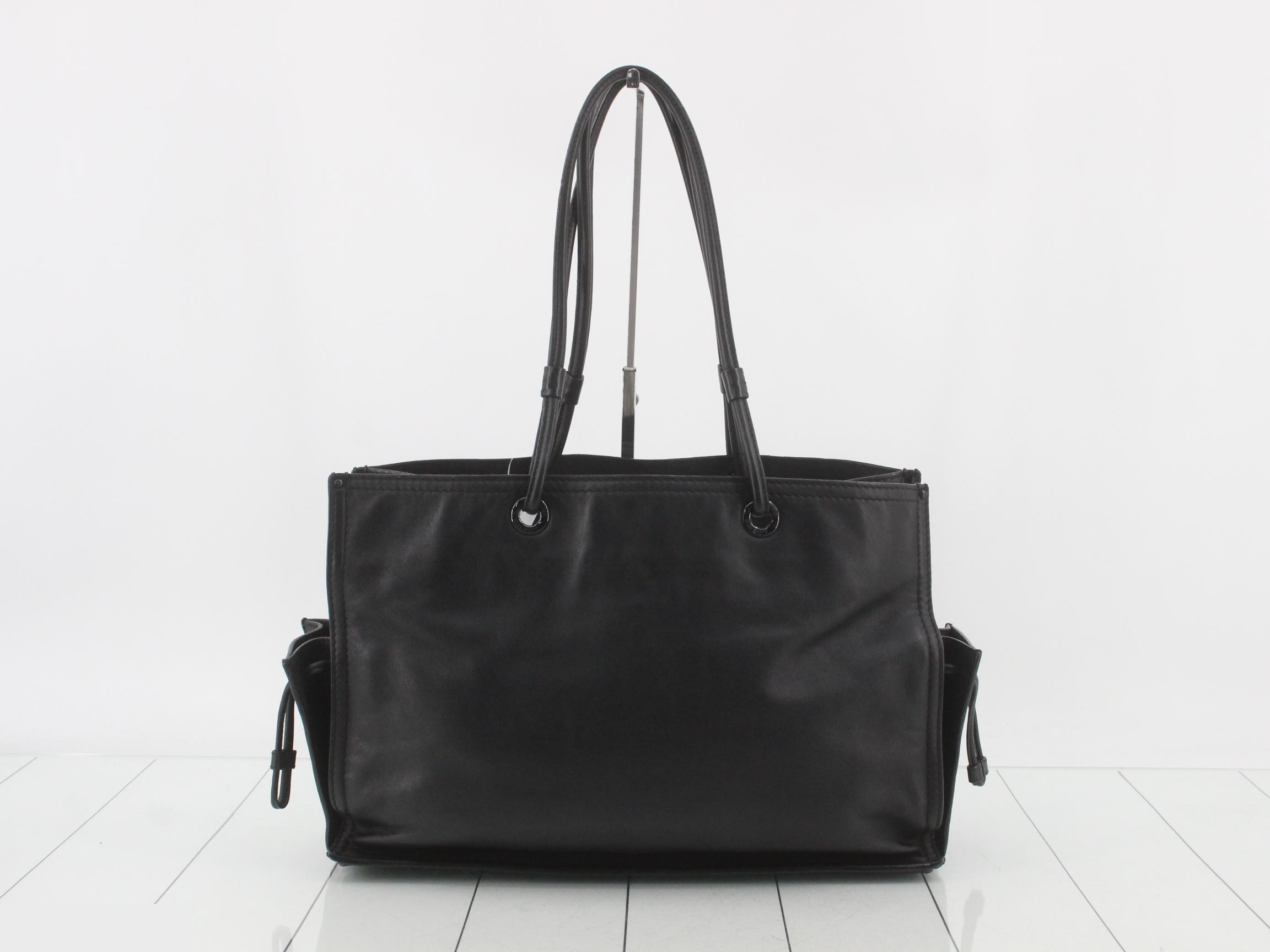 Studded shopper tote bag, leather, black, 324 — view 2
