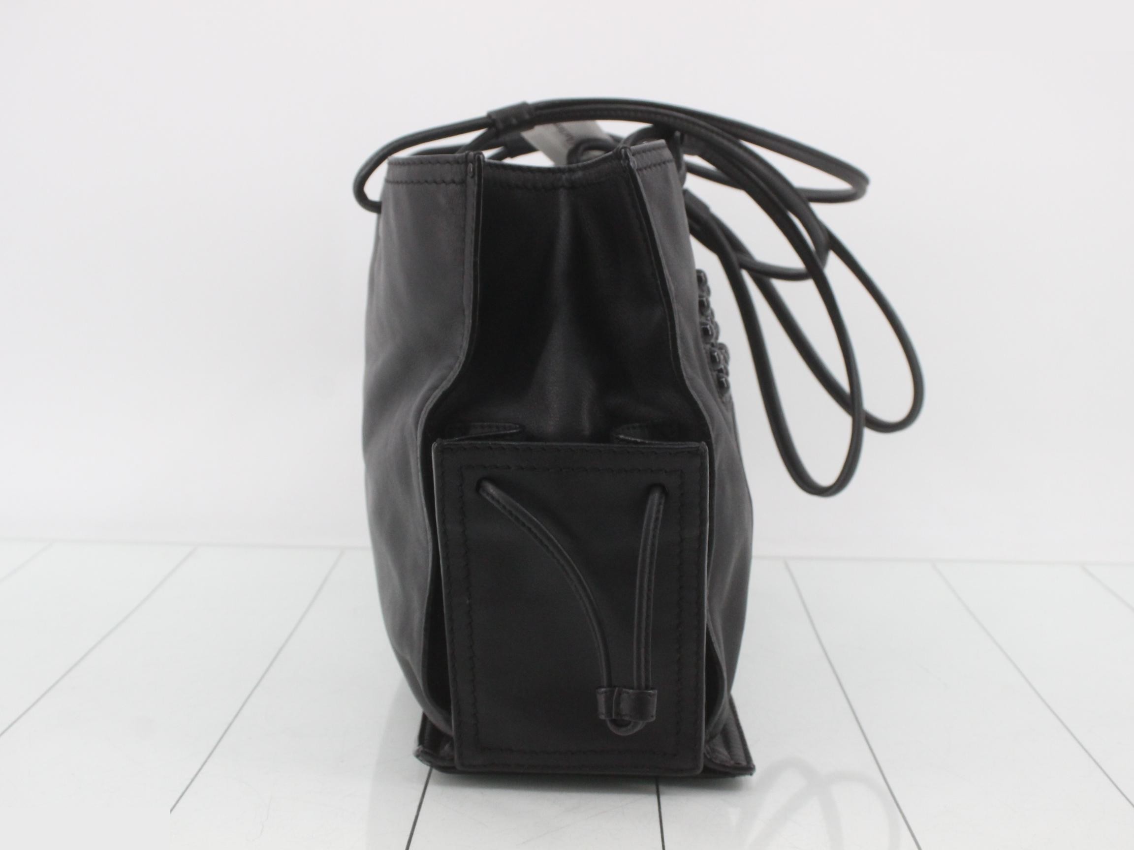 Studded shopper tote bag, leather, black, 324 — view 4