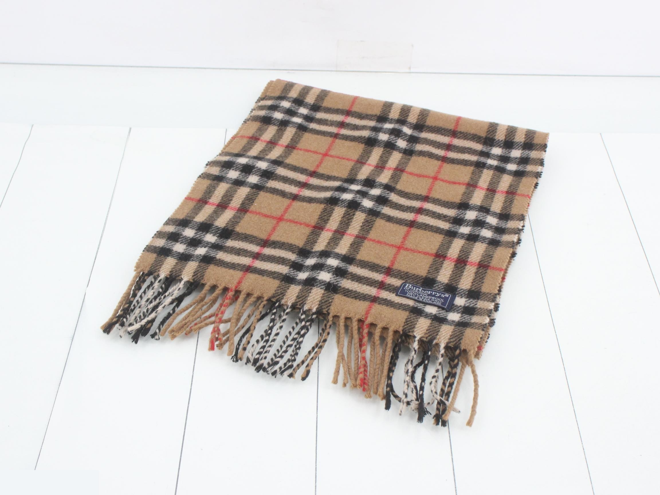 Nova Check Scarf, Beige, 100% Wool