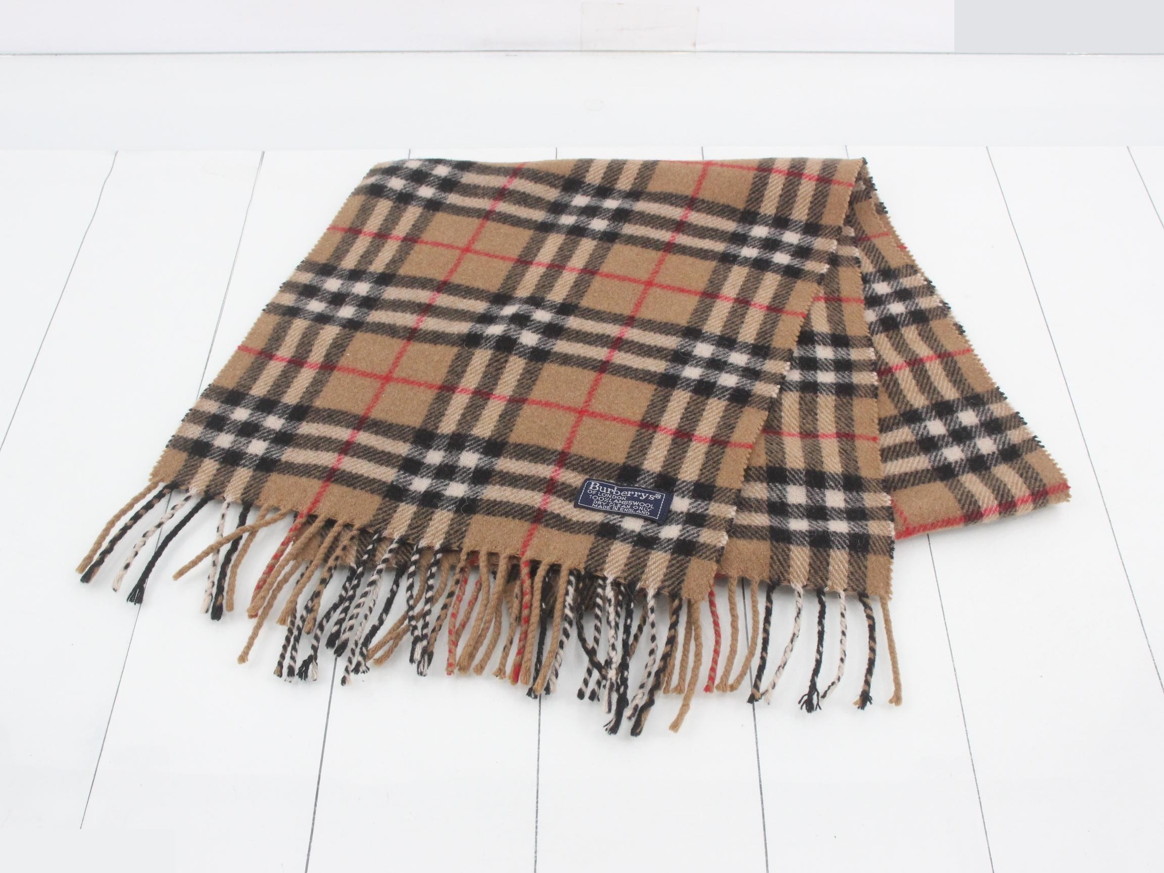 Nova Check Scarf, Beige, 100% Wool — view 2