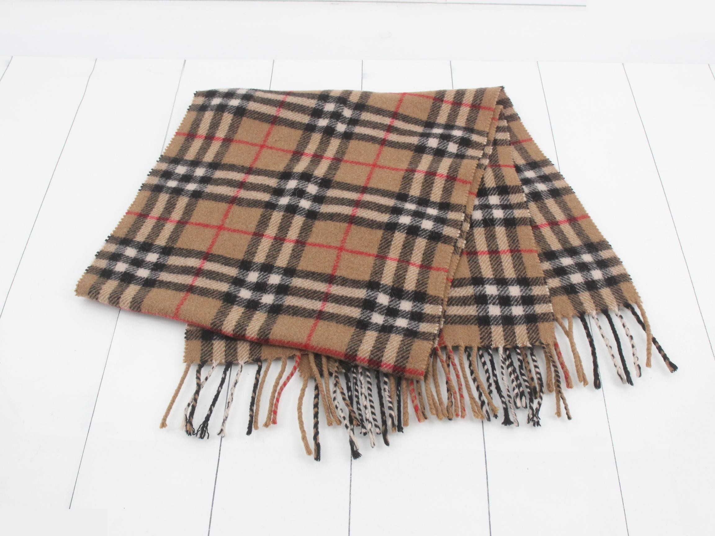 Nova Check Scarf, Beige, 100% Wool — view 3