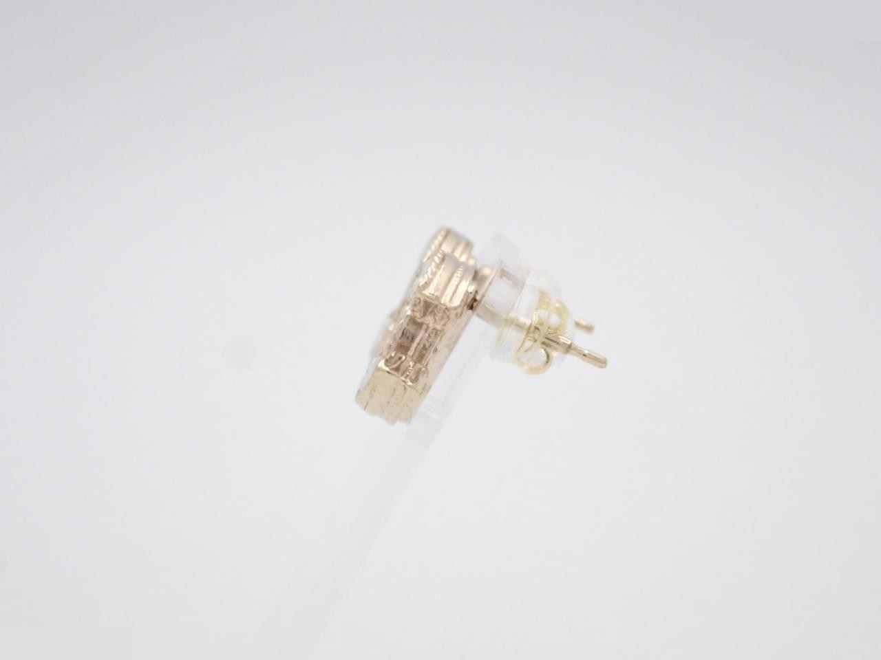 earrings, A21V, Coco Mark, pearl, gold, 1.5cm wide. — view 3