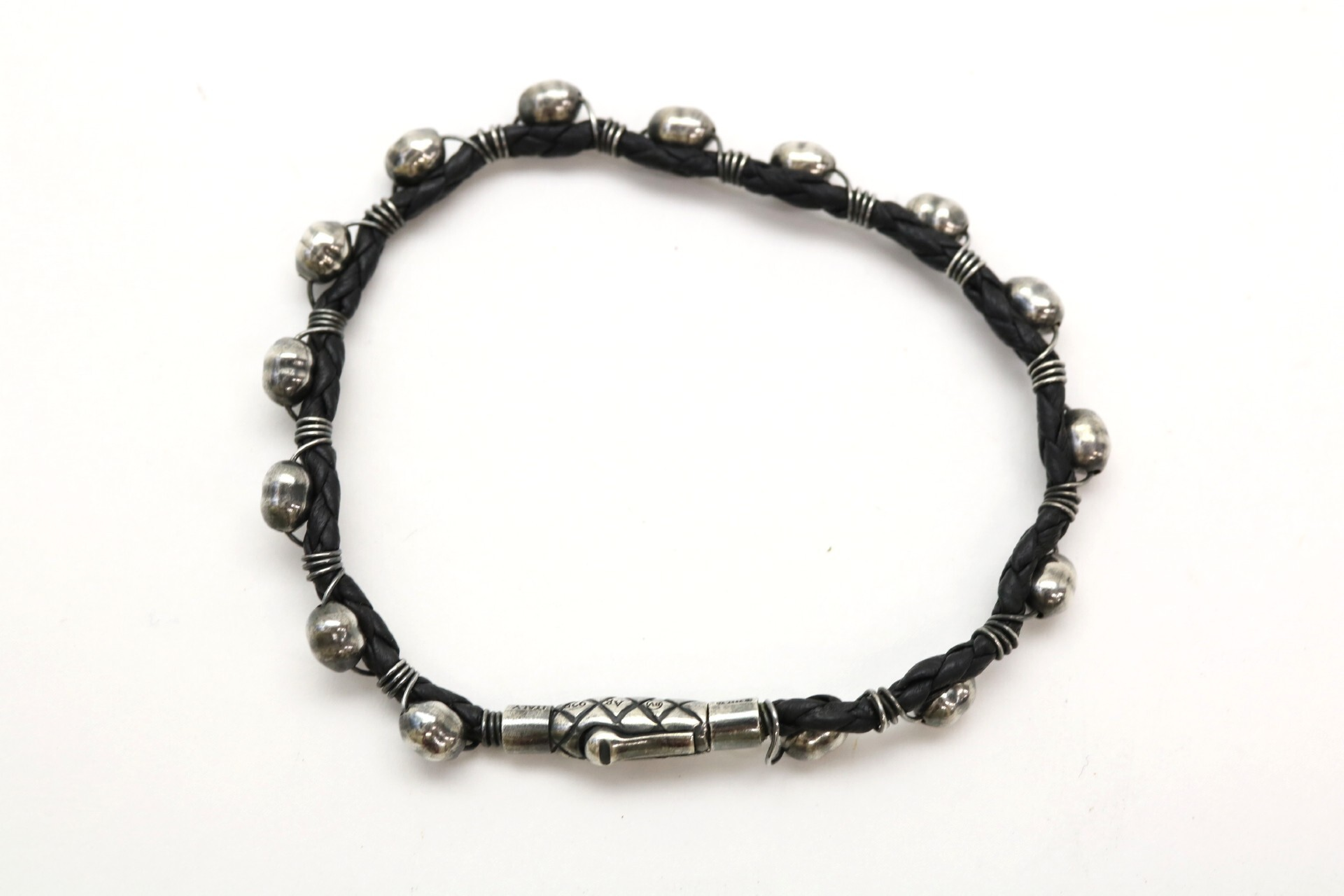 Intrecciato Leather SV925 Bracelet/Bangle — view 2