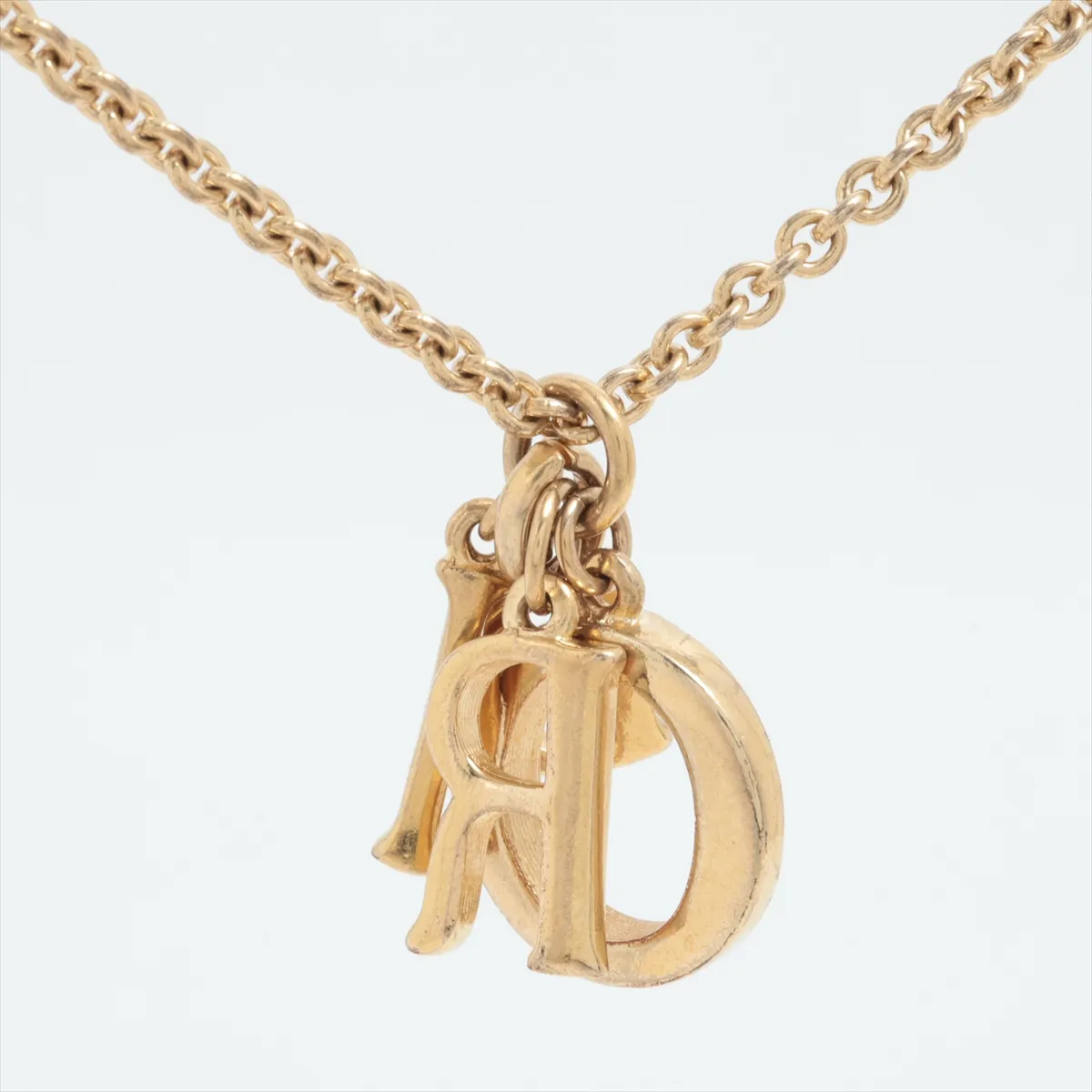 logo necklace, gold plated with rhinestones. Shows signs of wear, — view 2