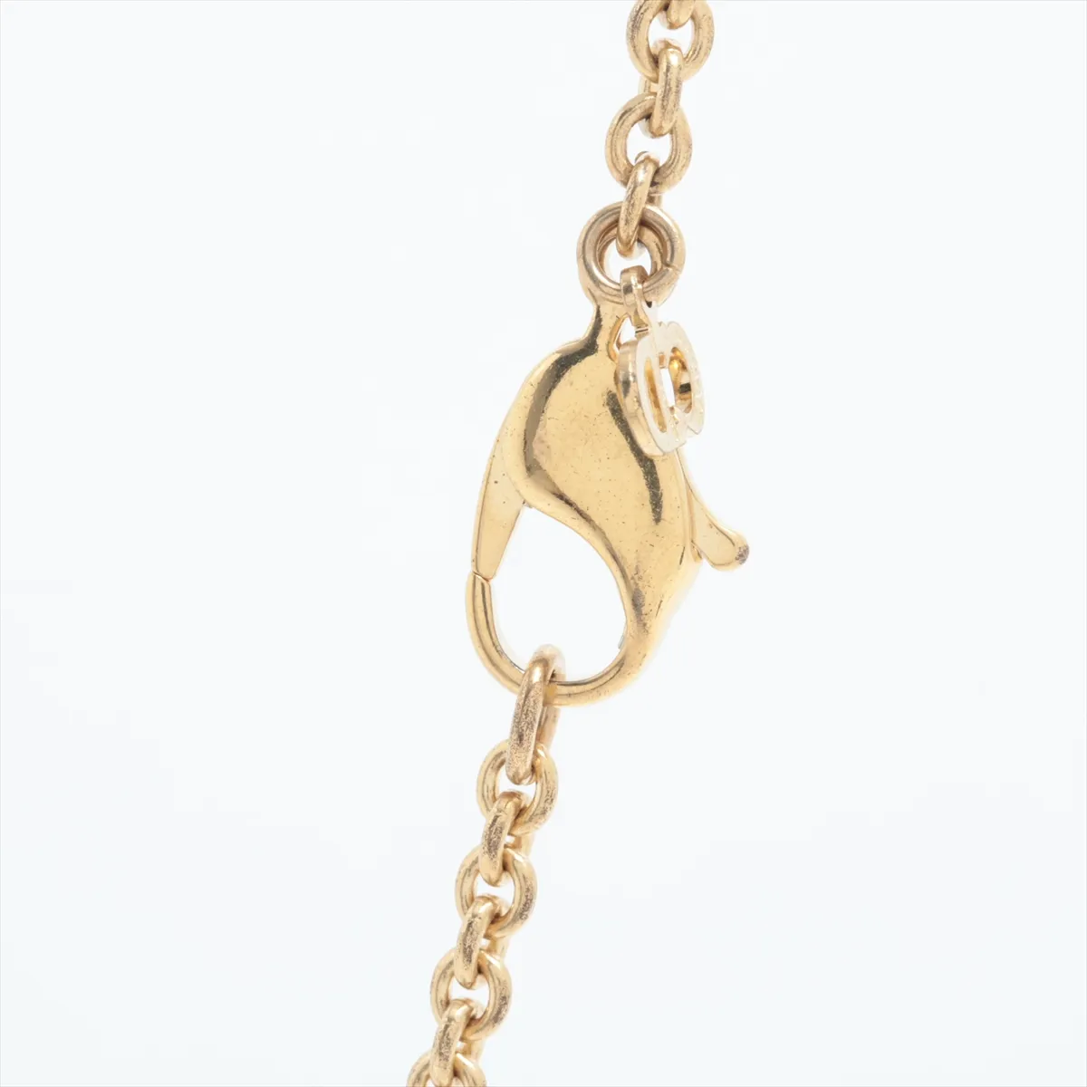 logo necklace, gold plated with rhinestones. Shows signs of wear, — view 3