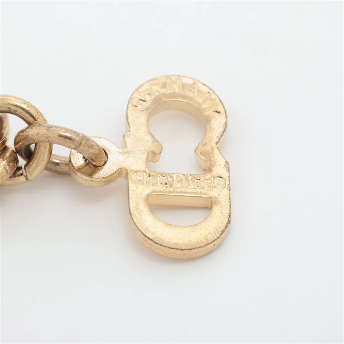 logo necklace, gold plated with rhinestones. Shows signs of wear, — view 4