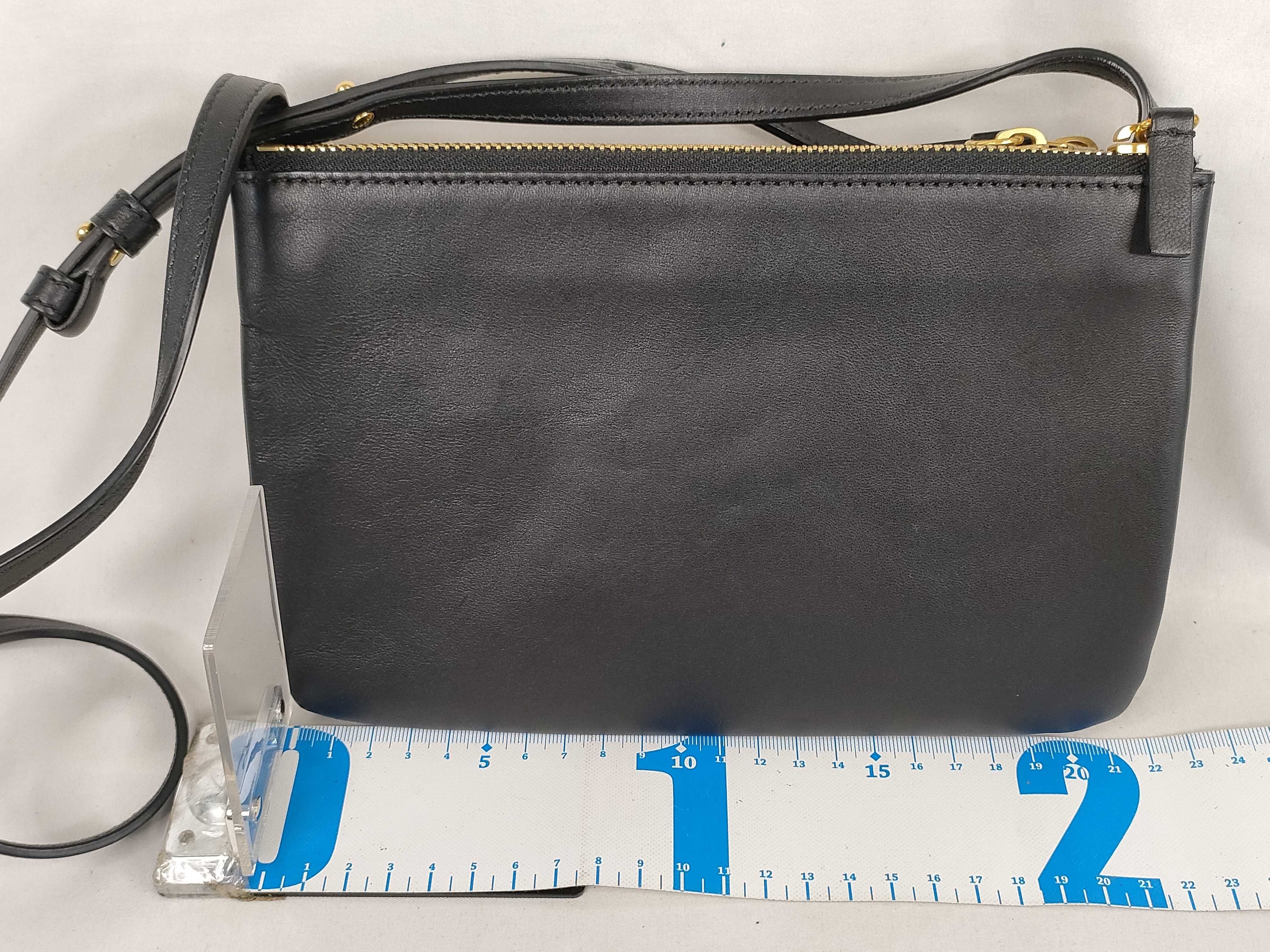 Trio Leather Shoulder Bag, Black — view 2