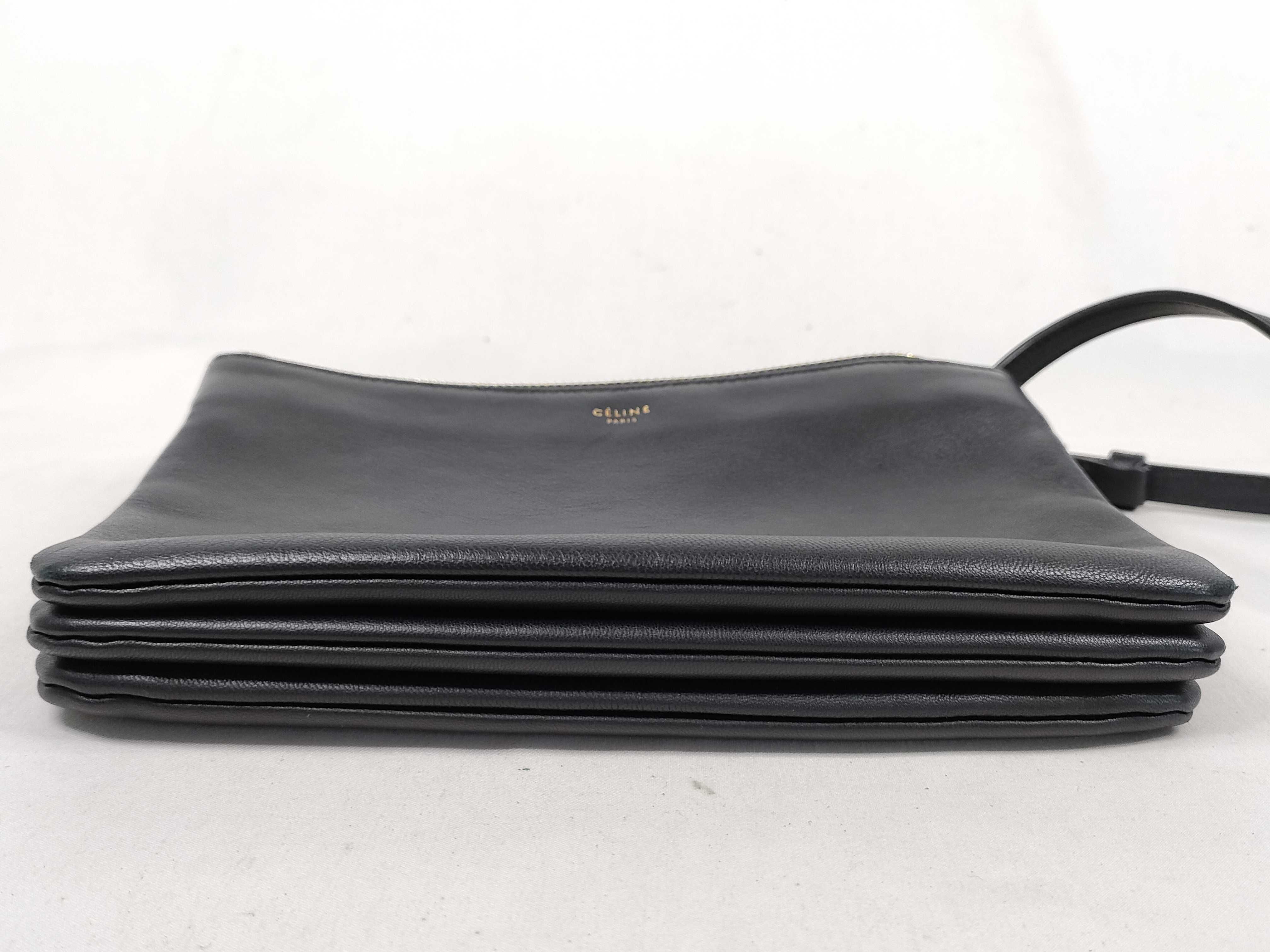 Trio Leather Shoulder Bag, Black — view 7