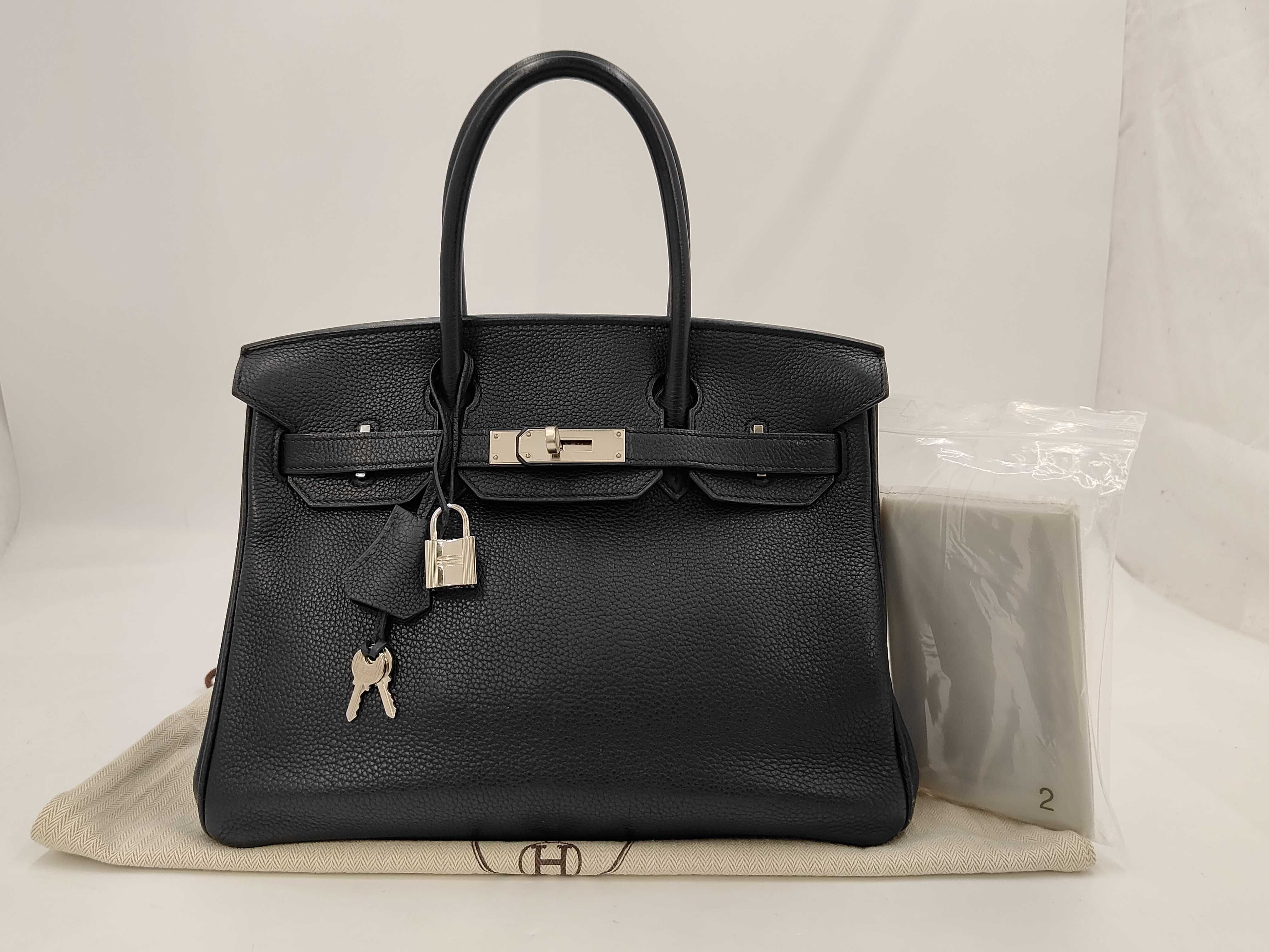 Birkin 30 Black Handbag with Silver Hardware (A stamp)