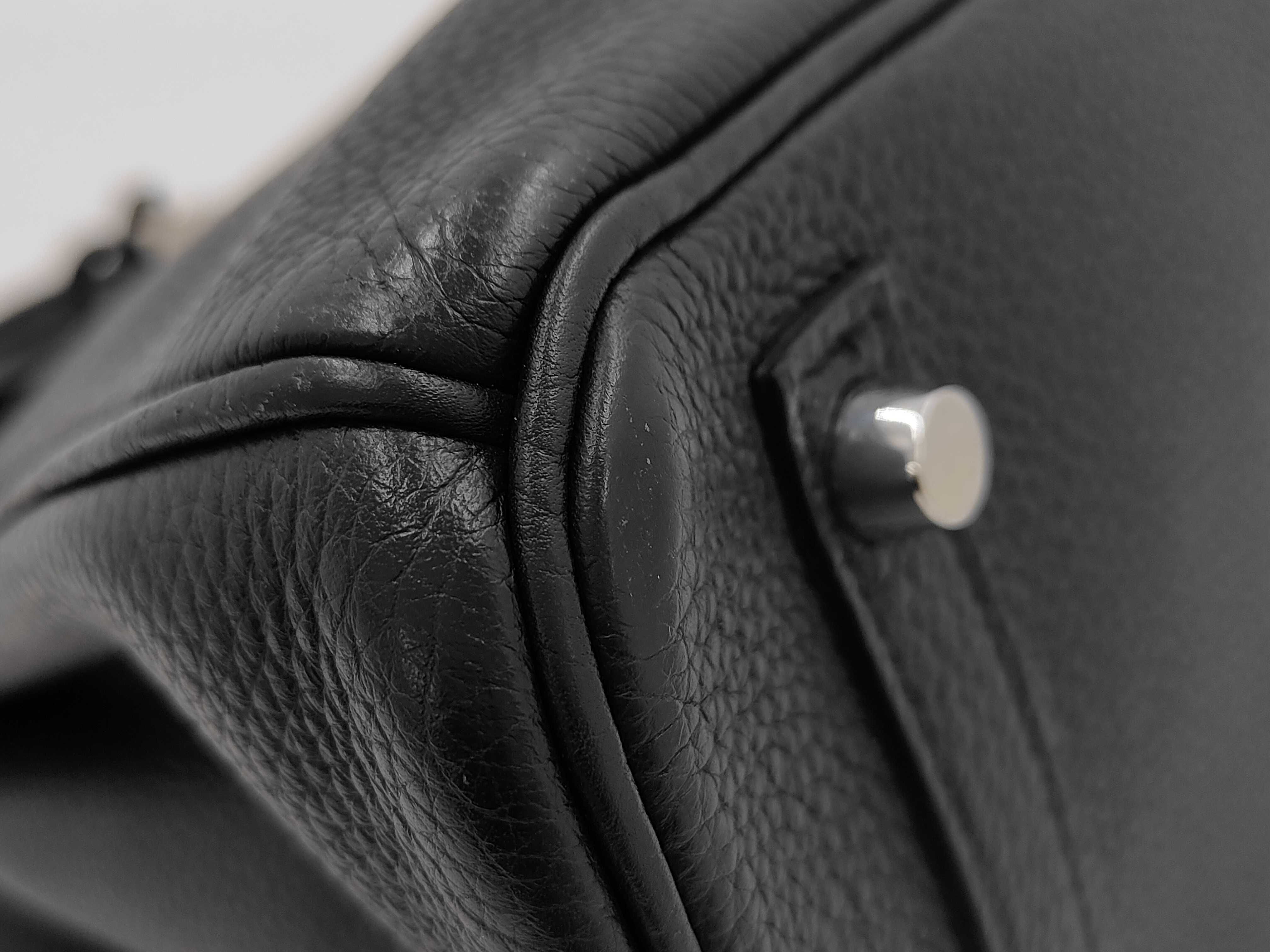 Birkin 30 Black Handbag with Silver Hardware (A stamp) — view 4