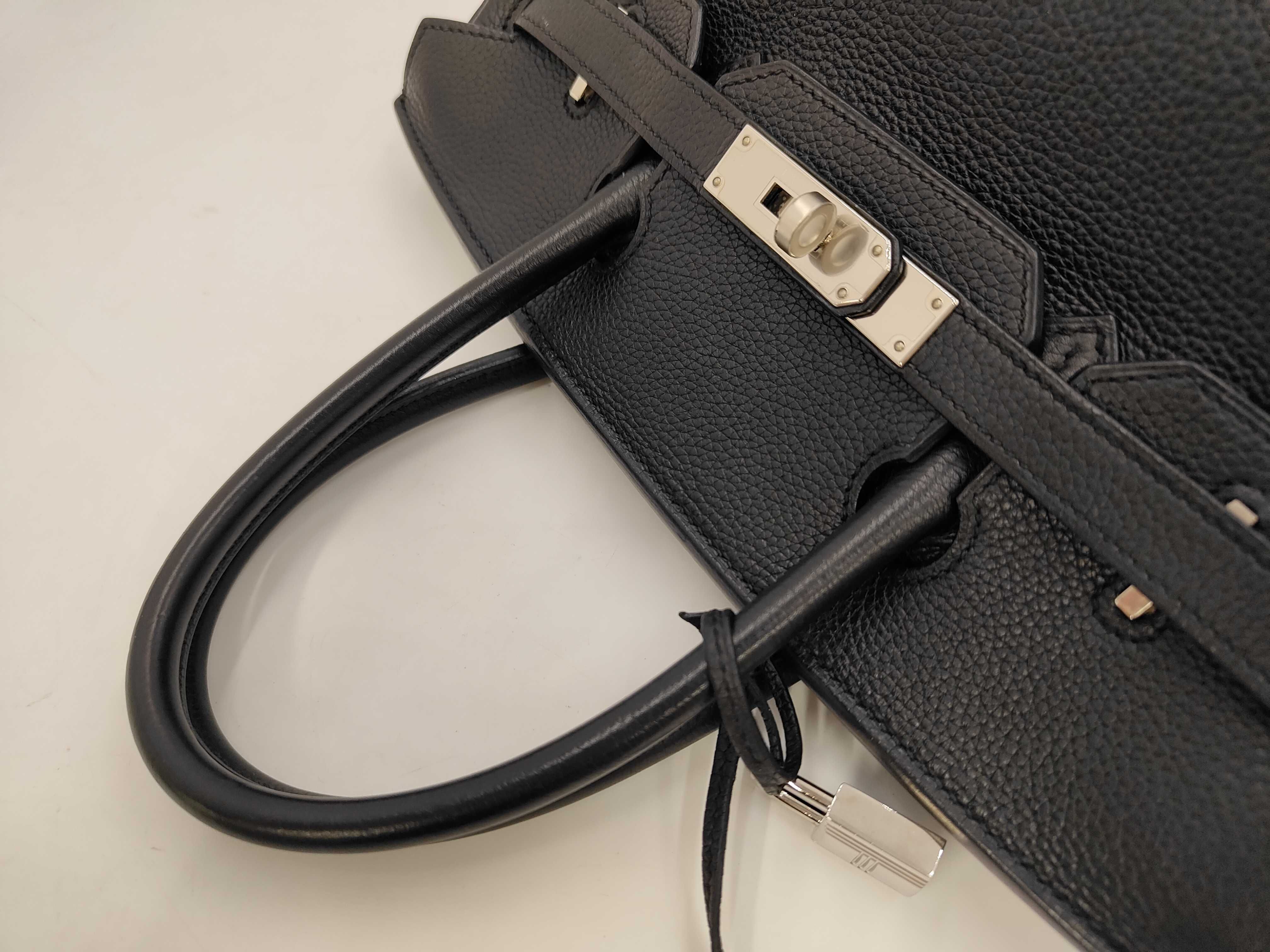 Birkin 30 Black Handbag with Silver Hardware (A stamp) — view 5