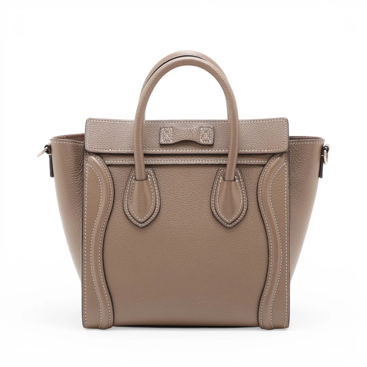 Luggage Nano Shopper Leather 2-Way Handbag, Greige — view 2