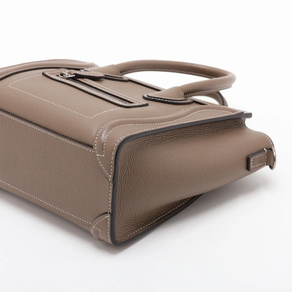 Luggage Nano Shopper Leather 2-Way Handbag, Greige — view 3