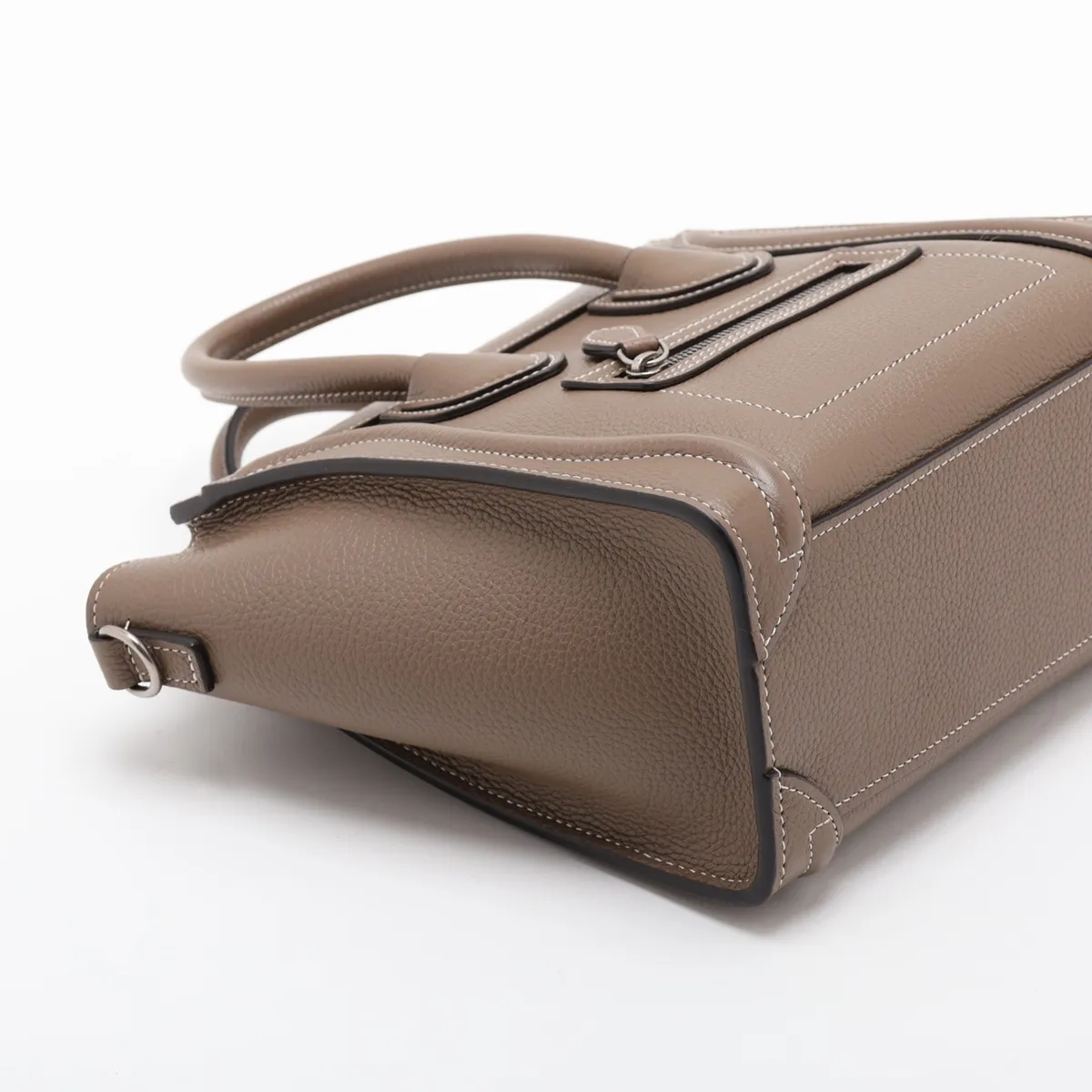 Luggage Nano Shopper Leather 2-Way Handbag, Greige — view 4