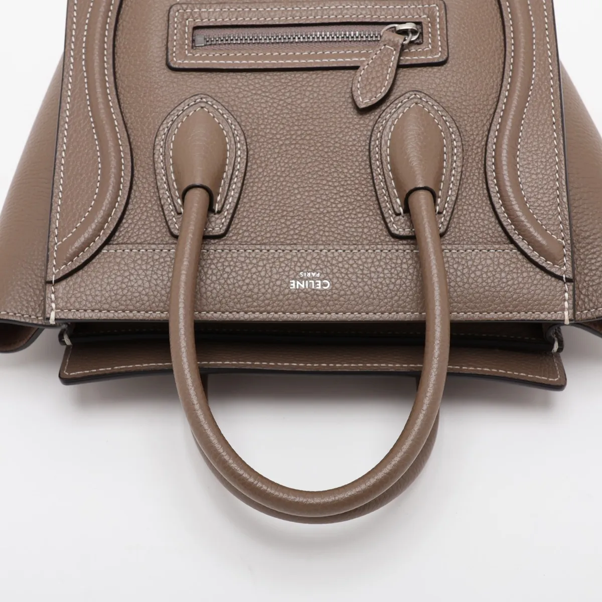 Luggage Nano Shopper Leather 2-Way Handbag, Greige — view 5